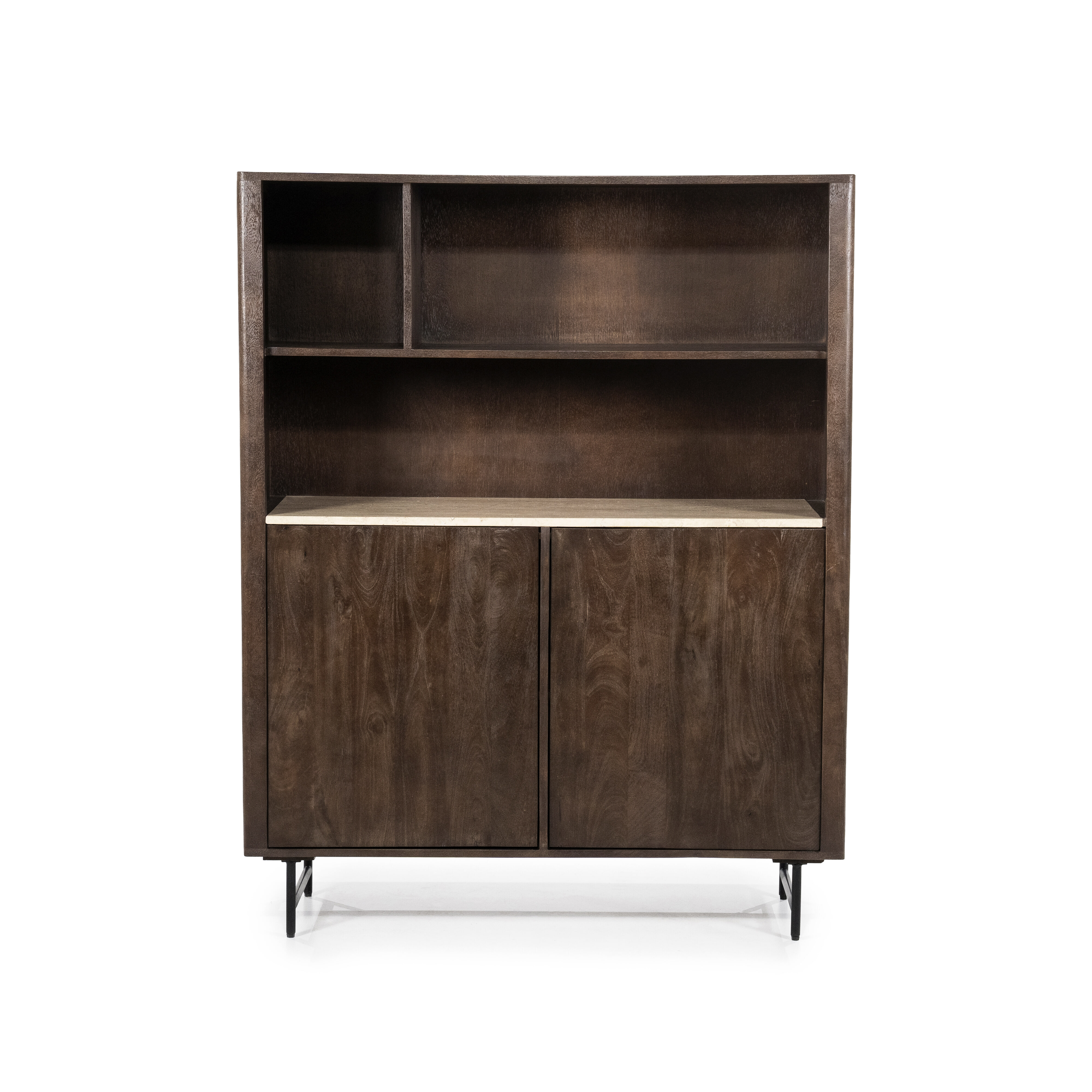 Eleonora Boekenkast 'Lio' Mangohout en Travertin, 150 x 120cm