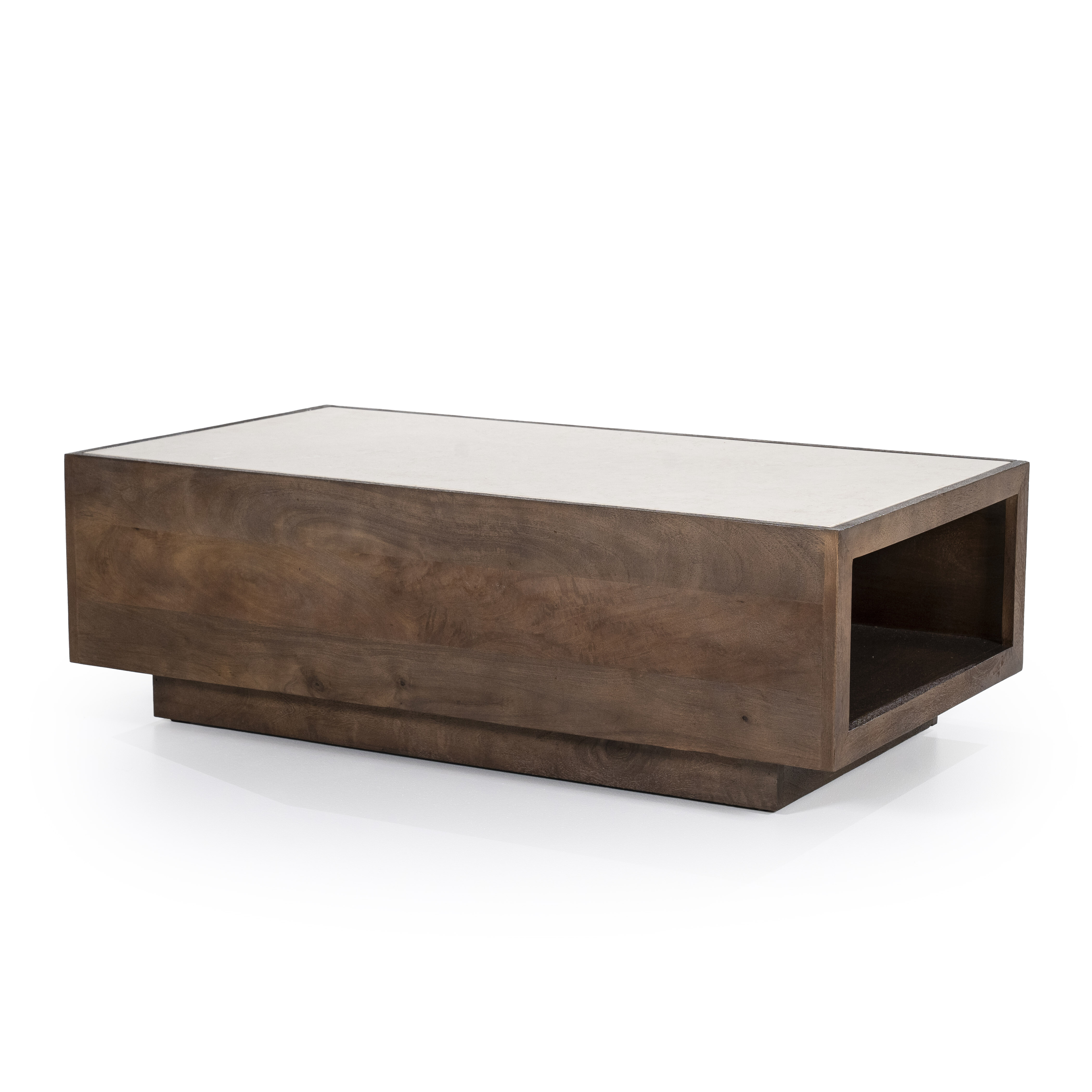 Eleonora Salontafel Hazel Mangohout en marmer, 110 x 60cm - Bruin - Vierkant