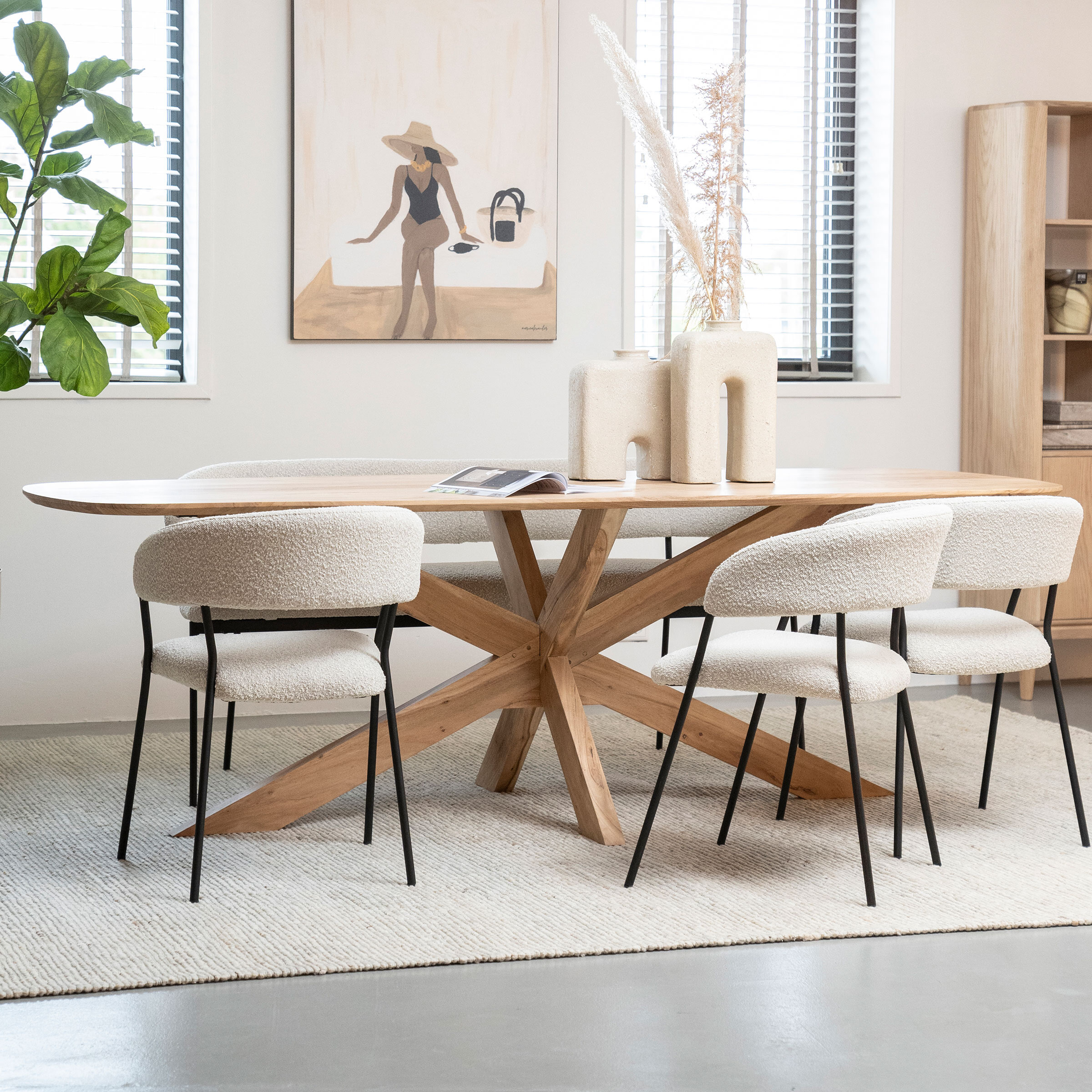 Eleonora Eettafel Nikki Acaciahout, 240 x 100cm - Naturel - Ovaal