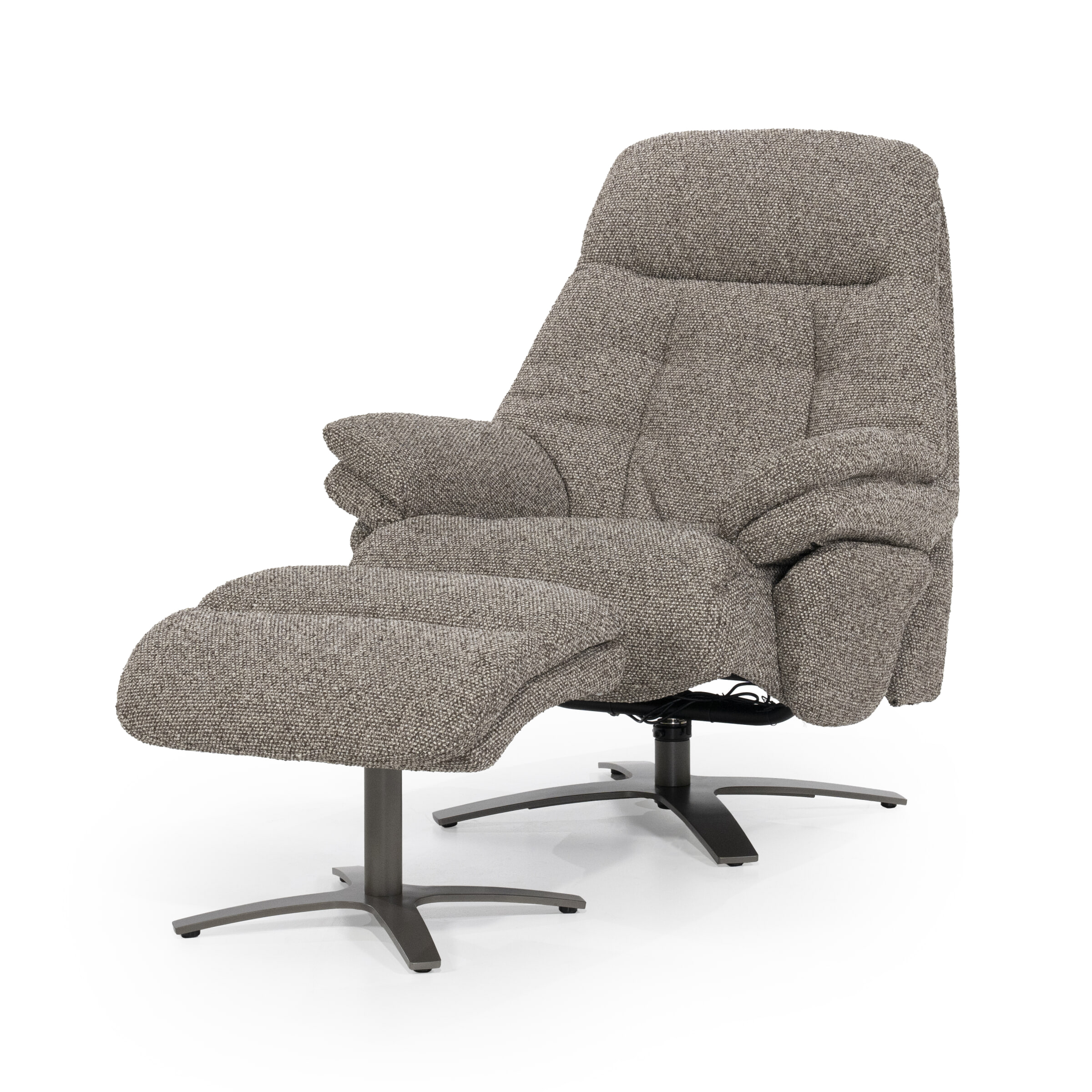Eleonora Verstelbare Fauteuil 'Caleb' Met voetenbank, kleur Taupe