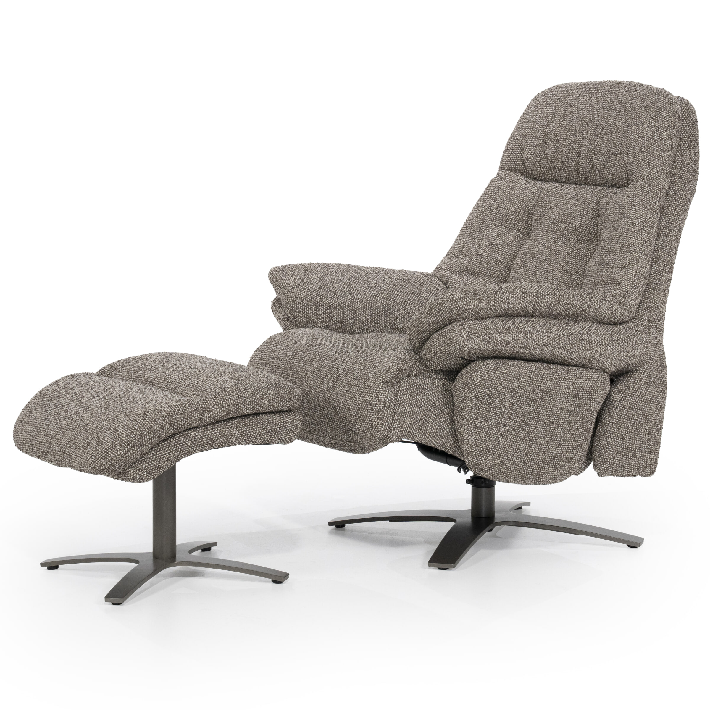 Eleonora Verstelbare Fauteuil 'Caleb' Met voetenbank, kleur Taupe