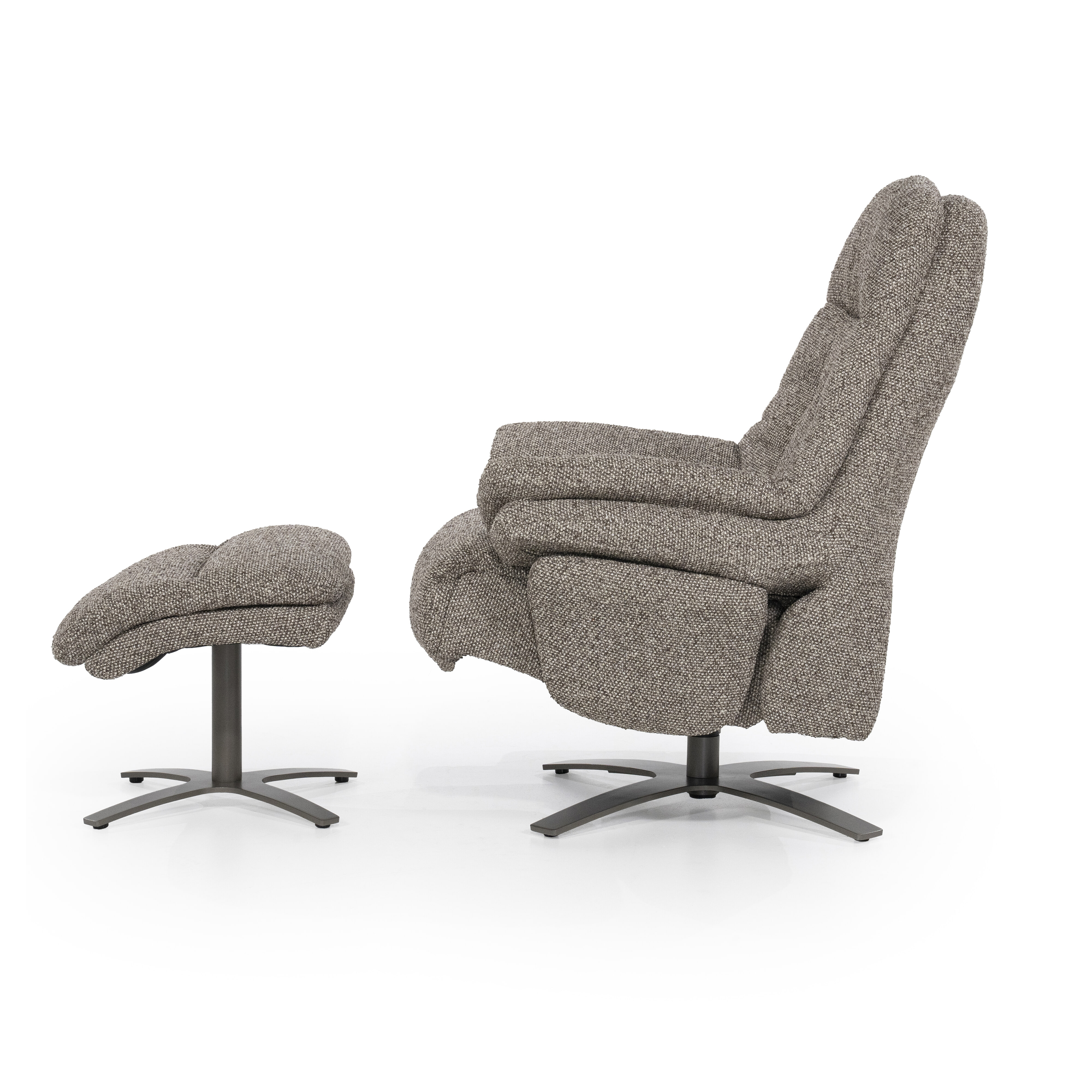Eleonora Verstelbare Fauteuil 'Caleb' Met voetenbank, kleur Taupe