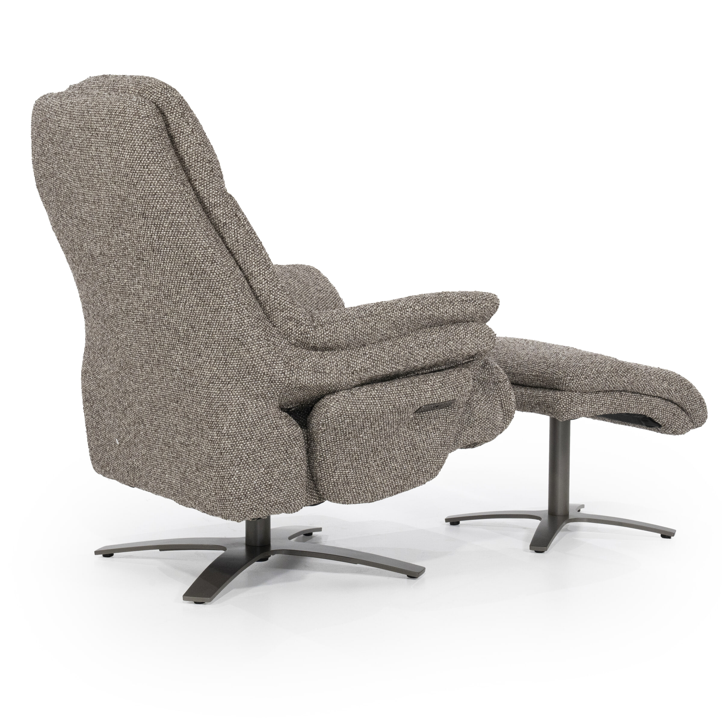 Eleonora Verstelbare Fauteuil 'Caleb' Met voetenbank, kleur Taupe