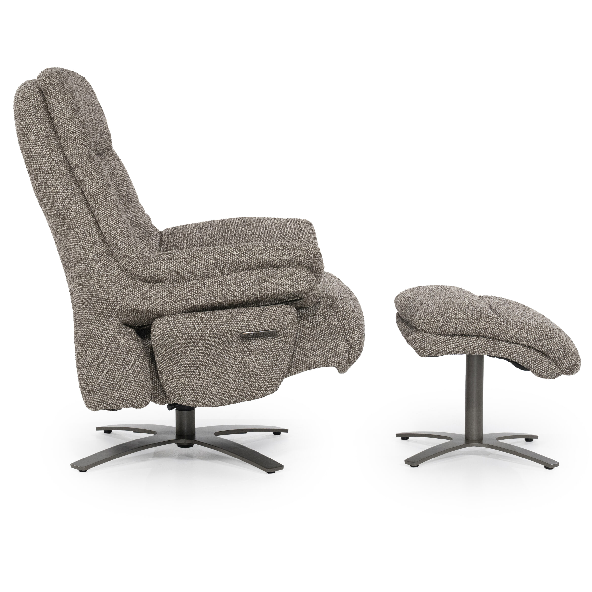 Eleonora Verstelbare Fauteuil 'Caleb' Met voetenbank, kleur Taupe