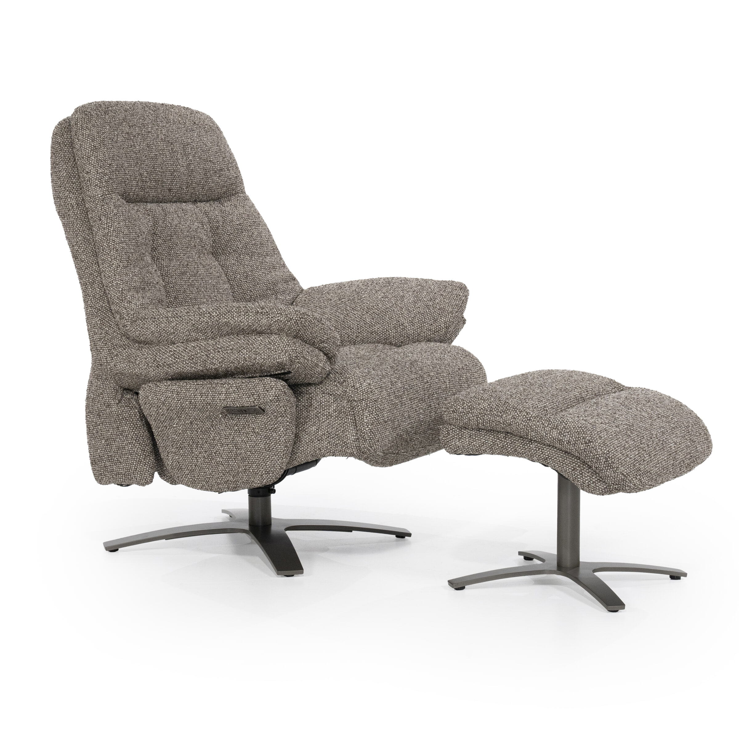 Eleonora Verstelbare Fauteuil 'Caleb' Met voetenbank, kleur Taupe