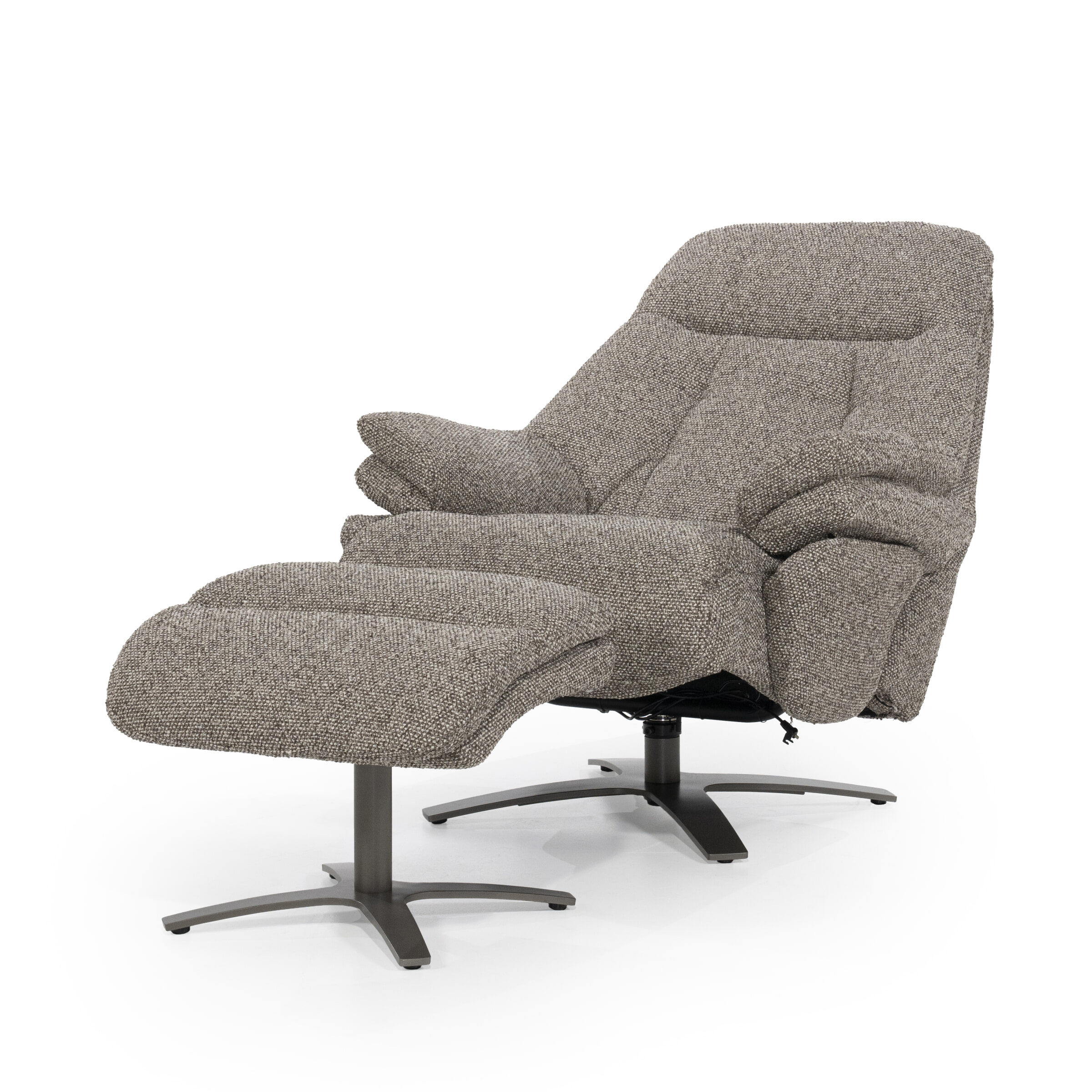 Eleonora Verstelbare Fauteuil 'Caleb' Met voetenbank, kleur Taupe