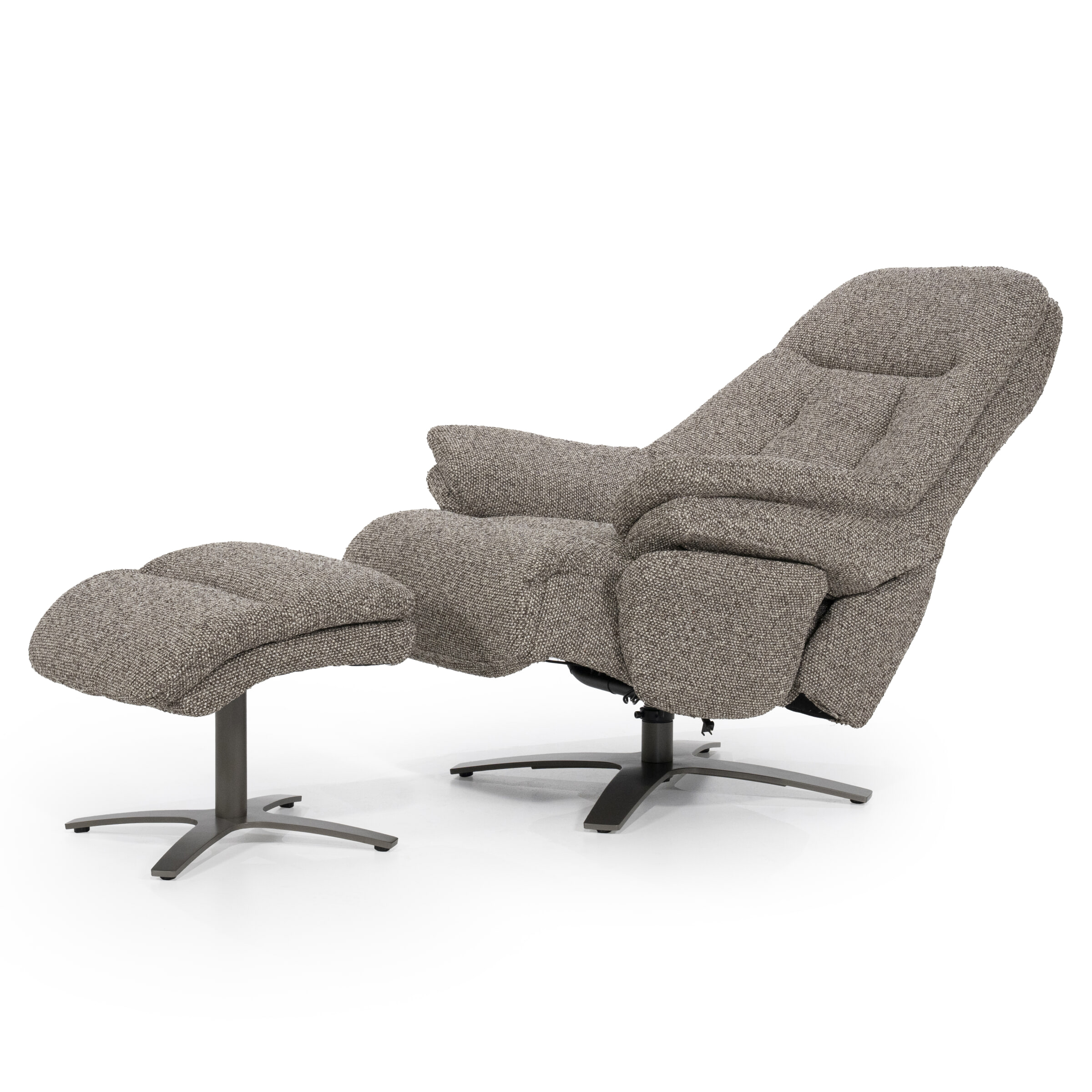 Eleonora Verstelbare Fauteuil 'Caleb' Met voetenbank, kleur Taupe