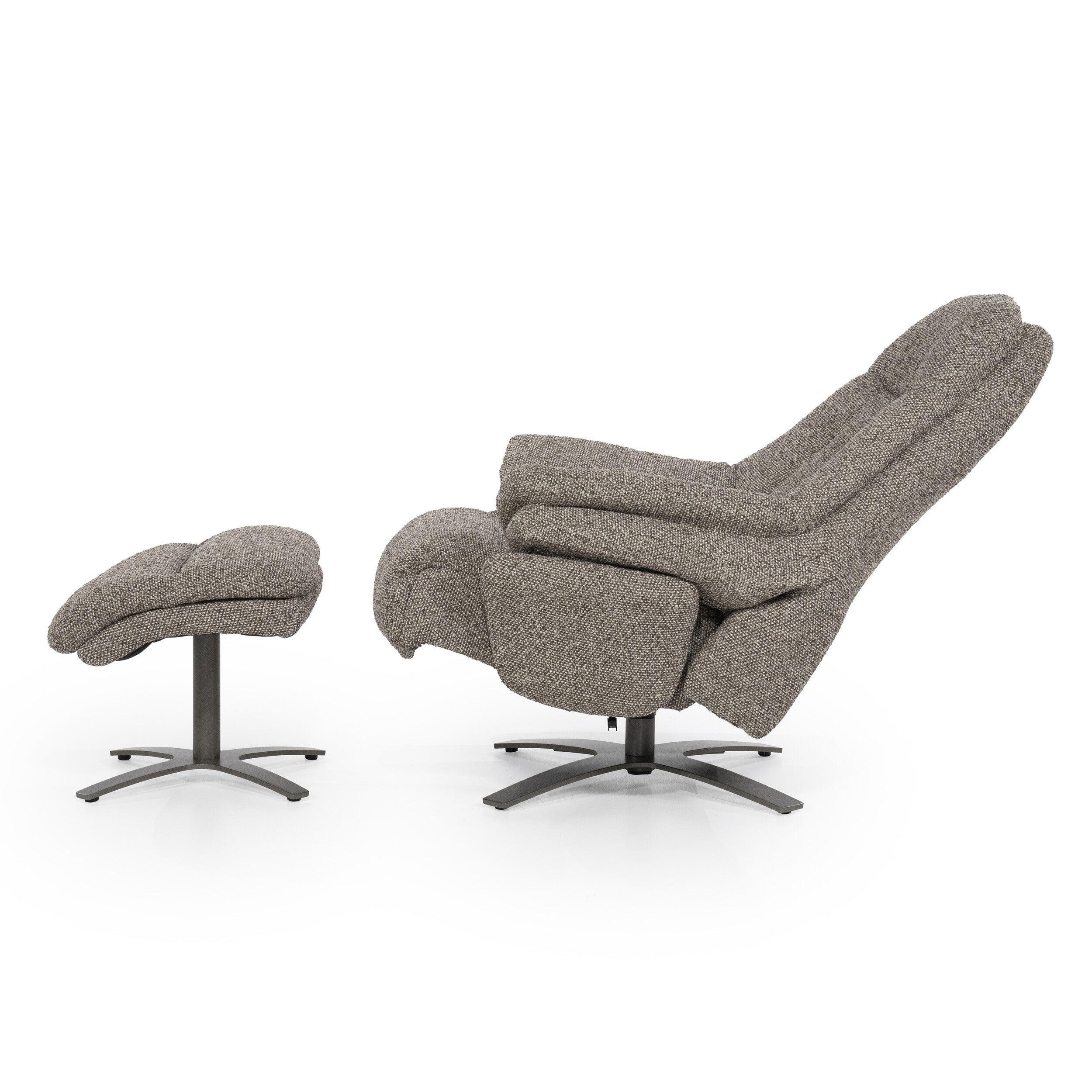 Eleonora Verstelbare Fauteuil 'Caleb' Met voetenbank, kleur Taupe