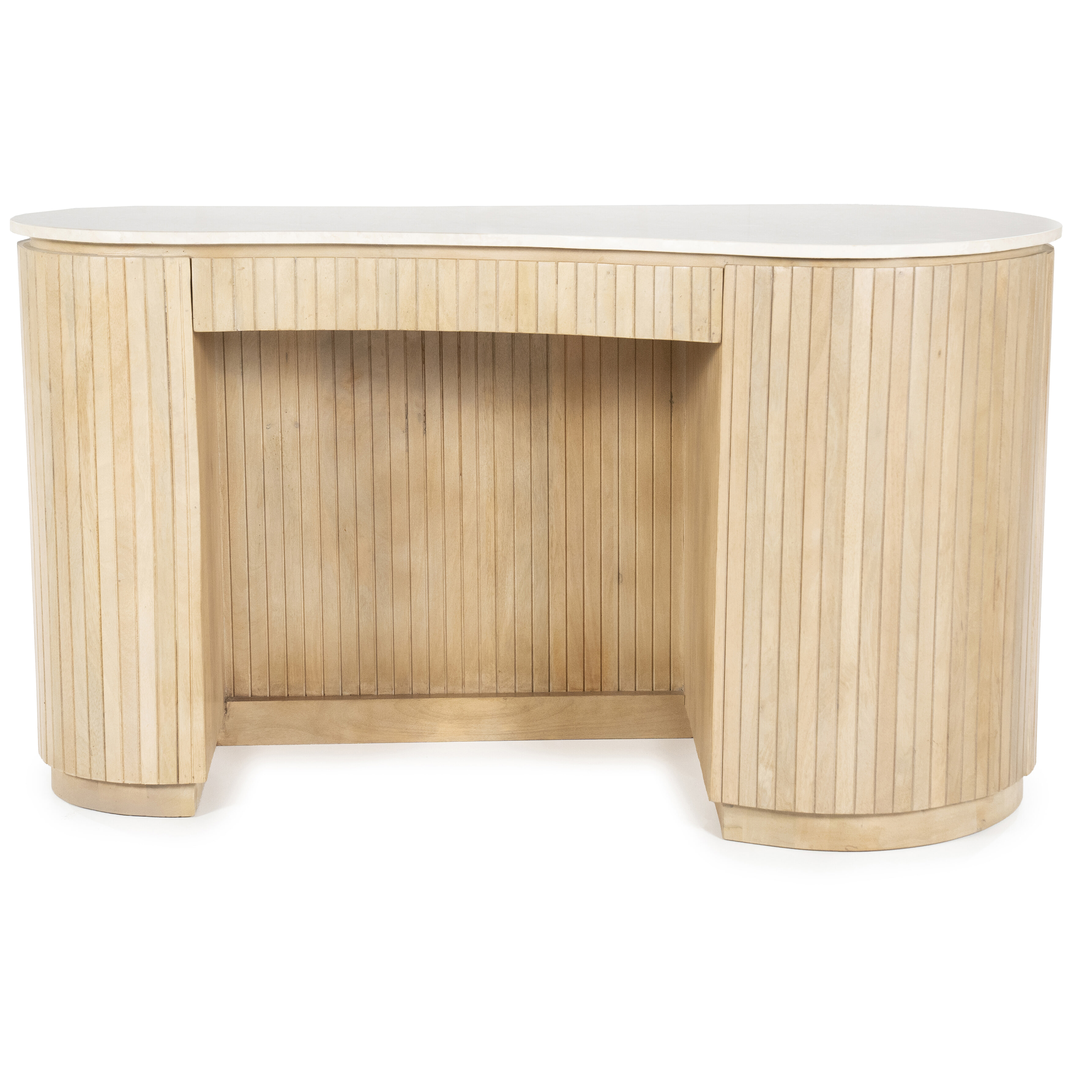 Eleonora Organisch Bureau 'Kira' Mangohout en marmer, 129 x 60cm