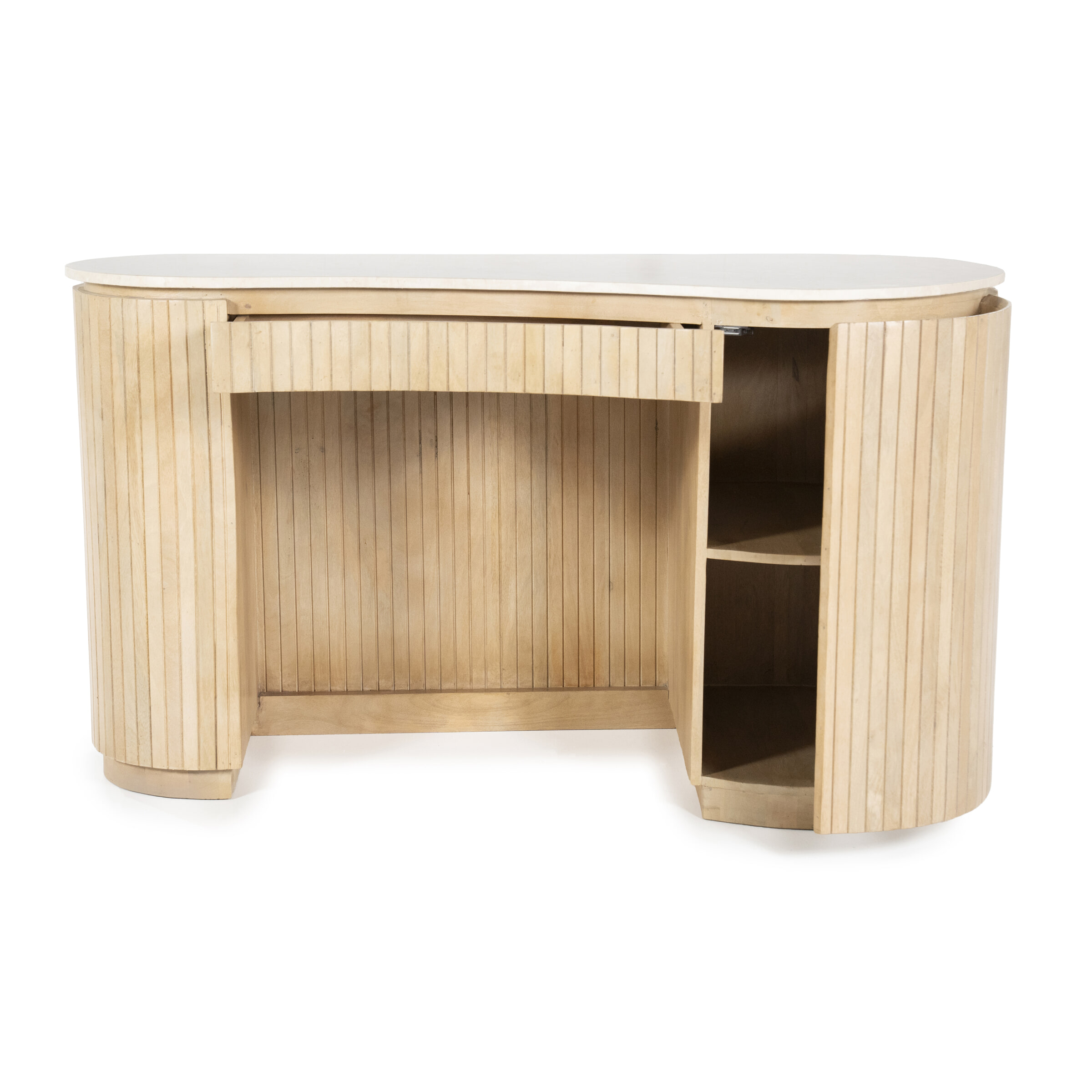 Eleonora Organisch Bureau 'Kira' Mangohout en marmer, 129 x 60cm