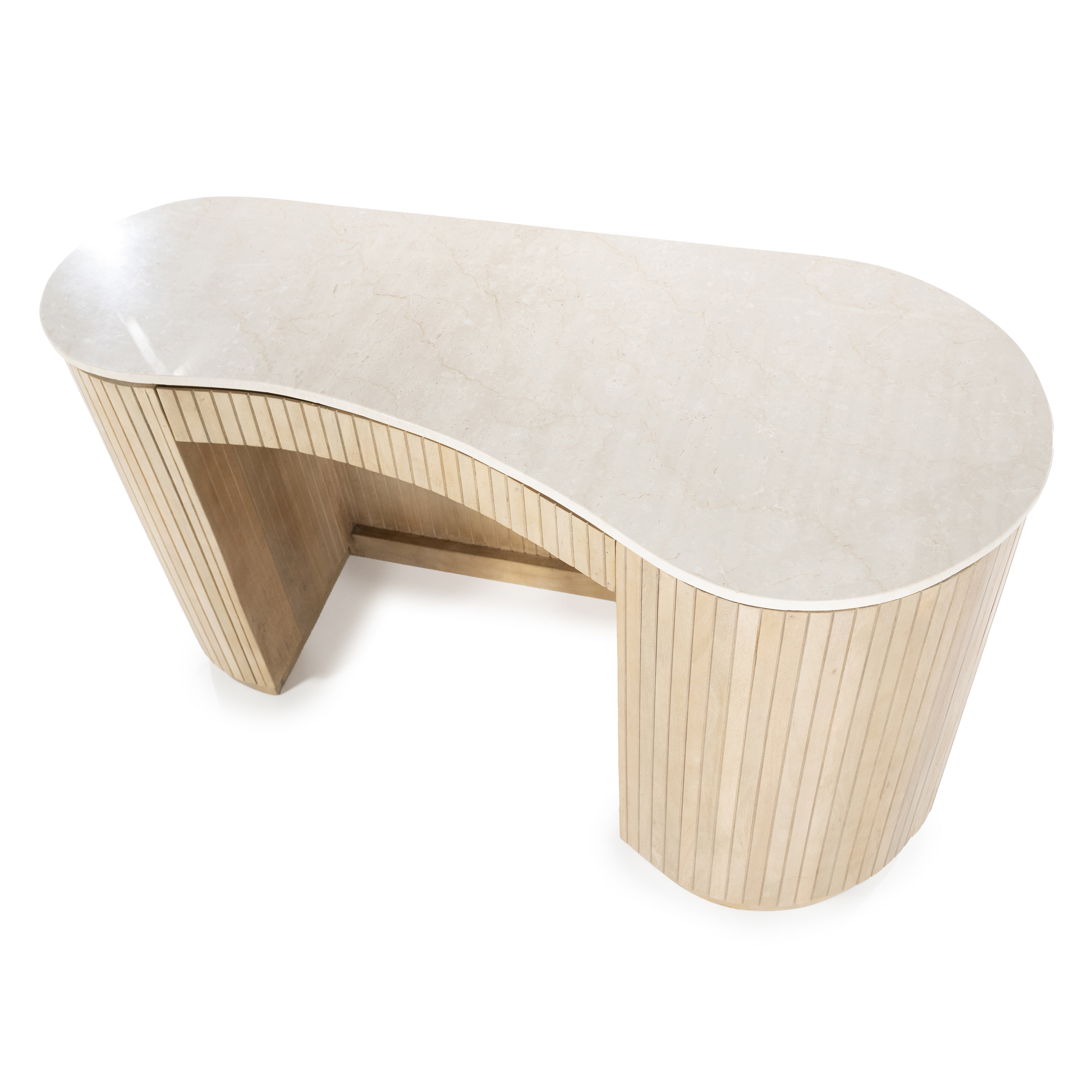 Eleonora Organisch Bureau 'Kira' Mangohout en marmer, 129 x 60cm