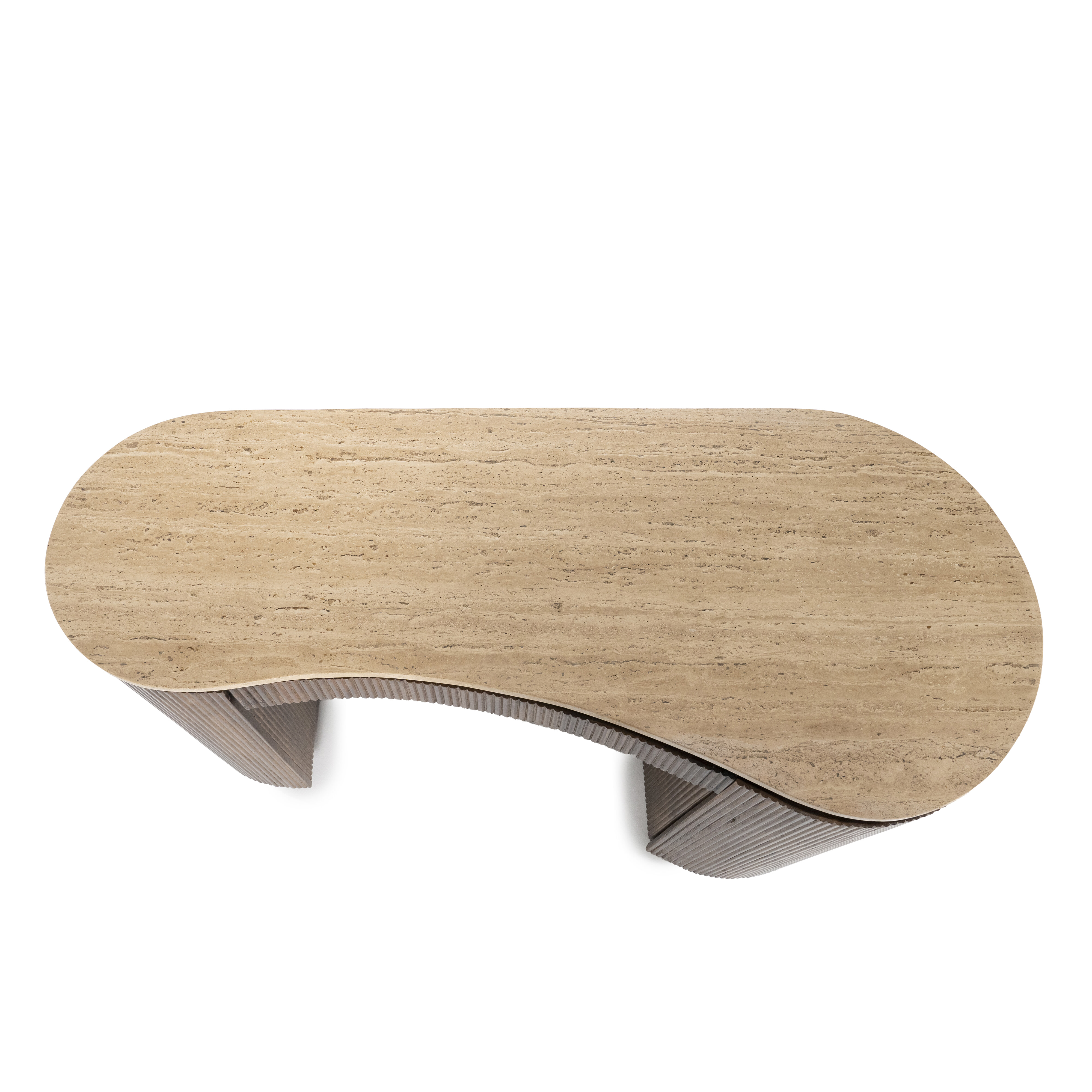 Eleonora Organisch Bureau 'Mari' Mangohout en Travertin, 129 x 60cm