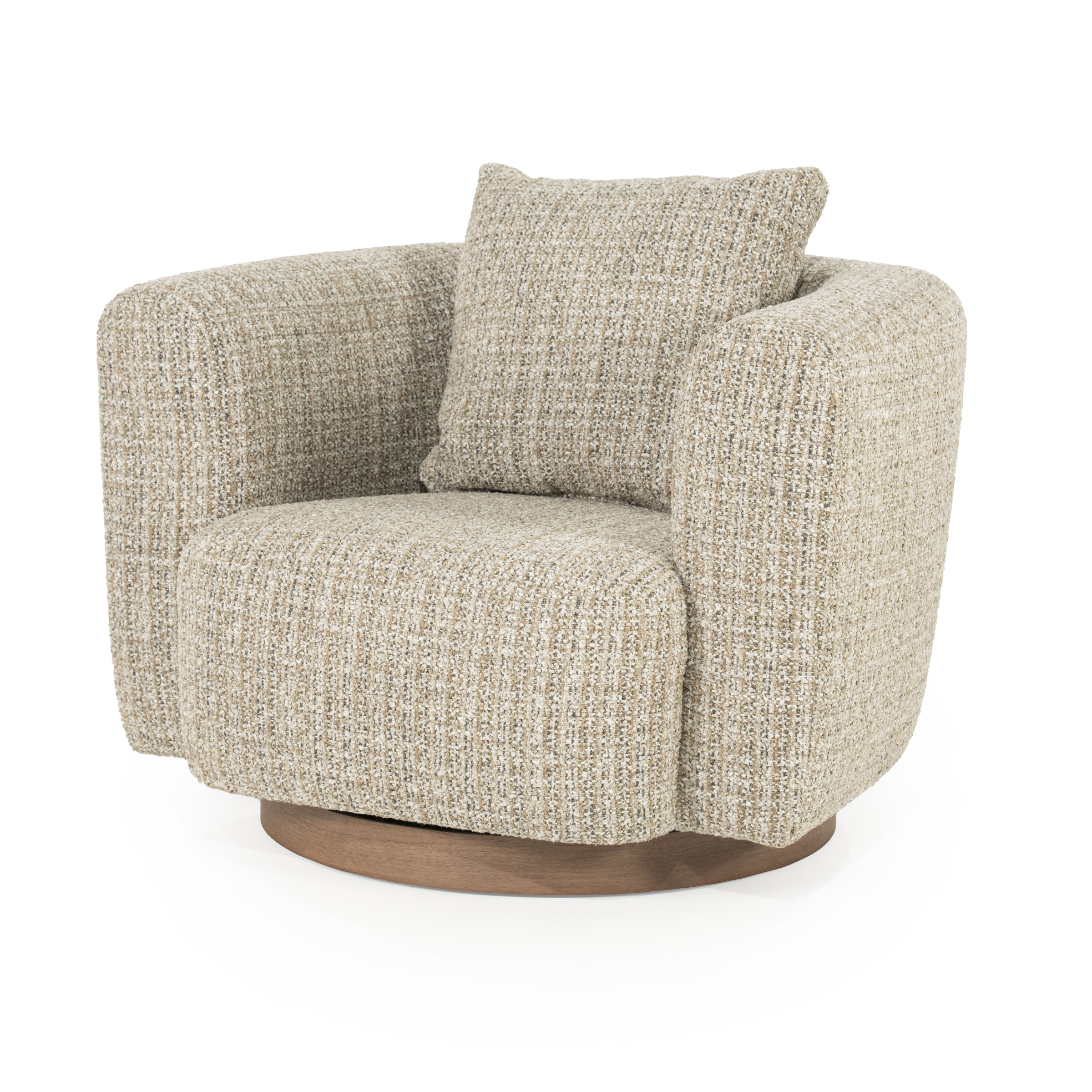 Eleonora Draaifauteuil 'Jordan' Grove Bouclé, kleur Taupe