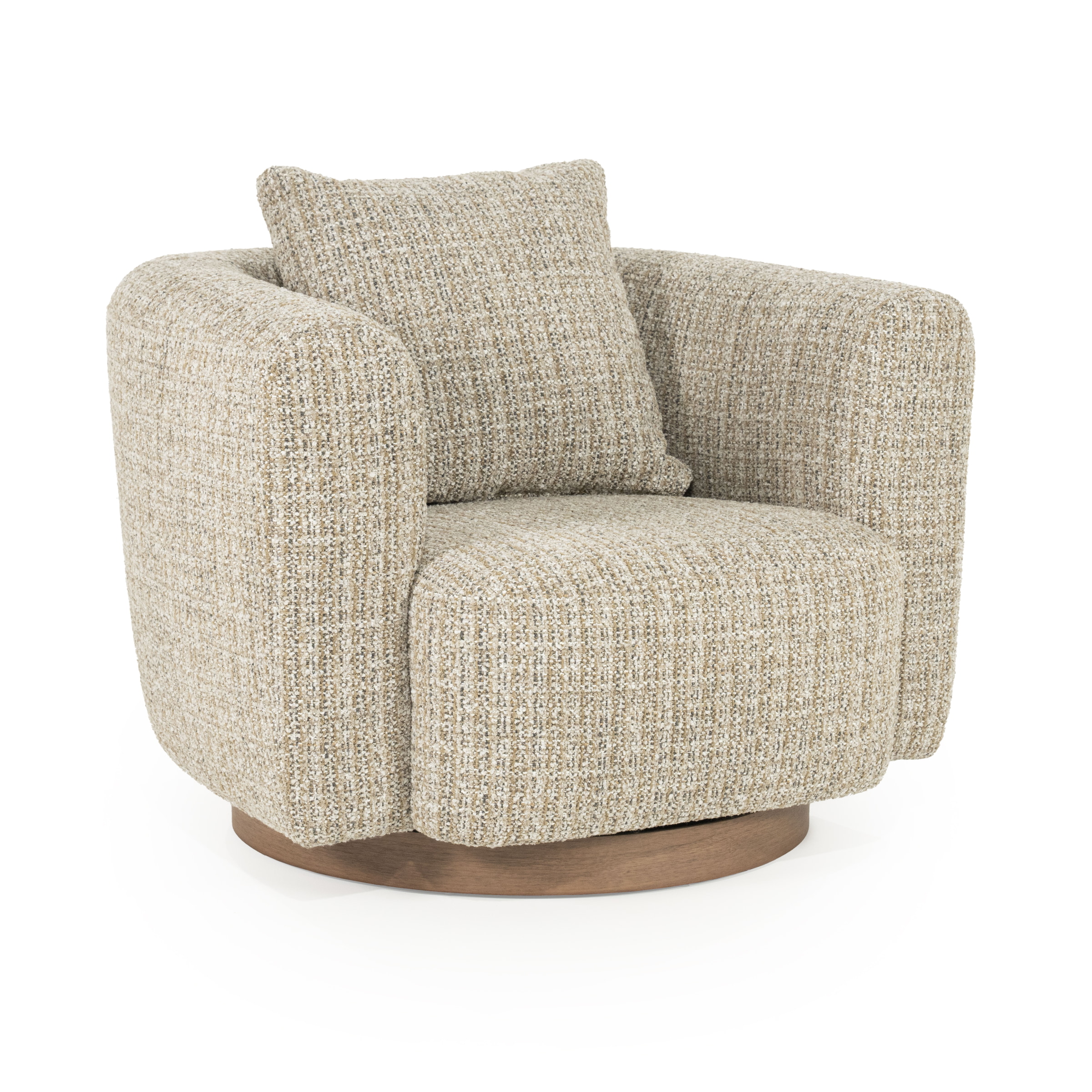 Eleonora Draaifauteuil 'Jordan' Grove Bouclé, kleur Taupe