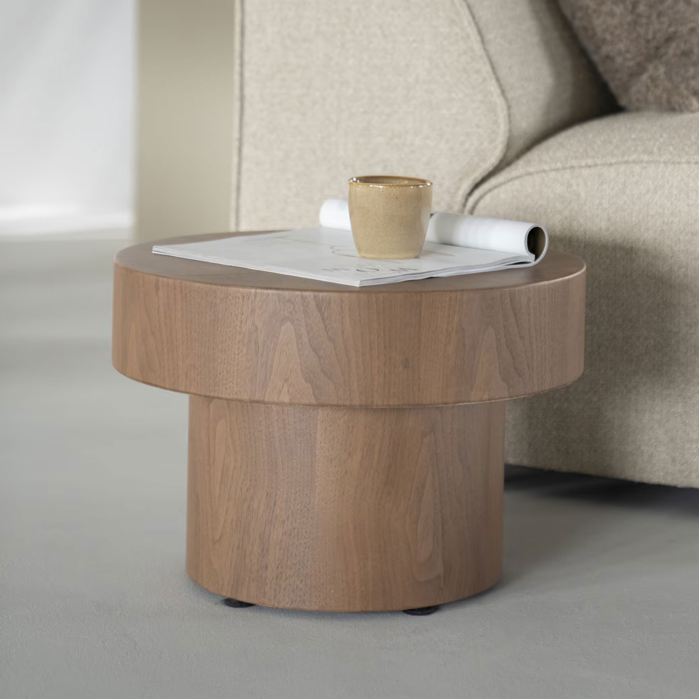 Eleonora Ronde Bijzettafel 'Bobbie' Walnoot, 45cm