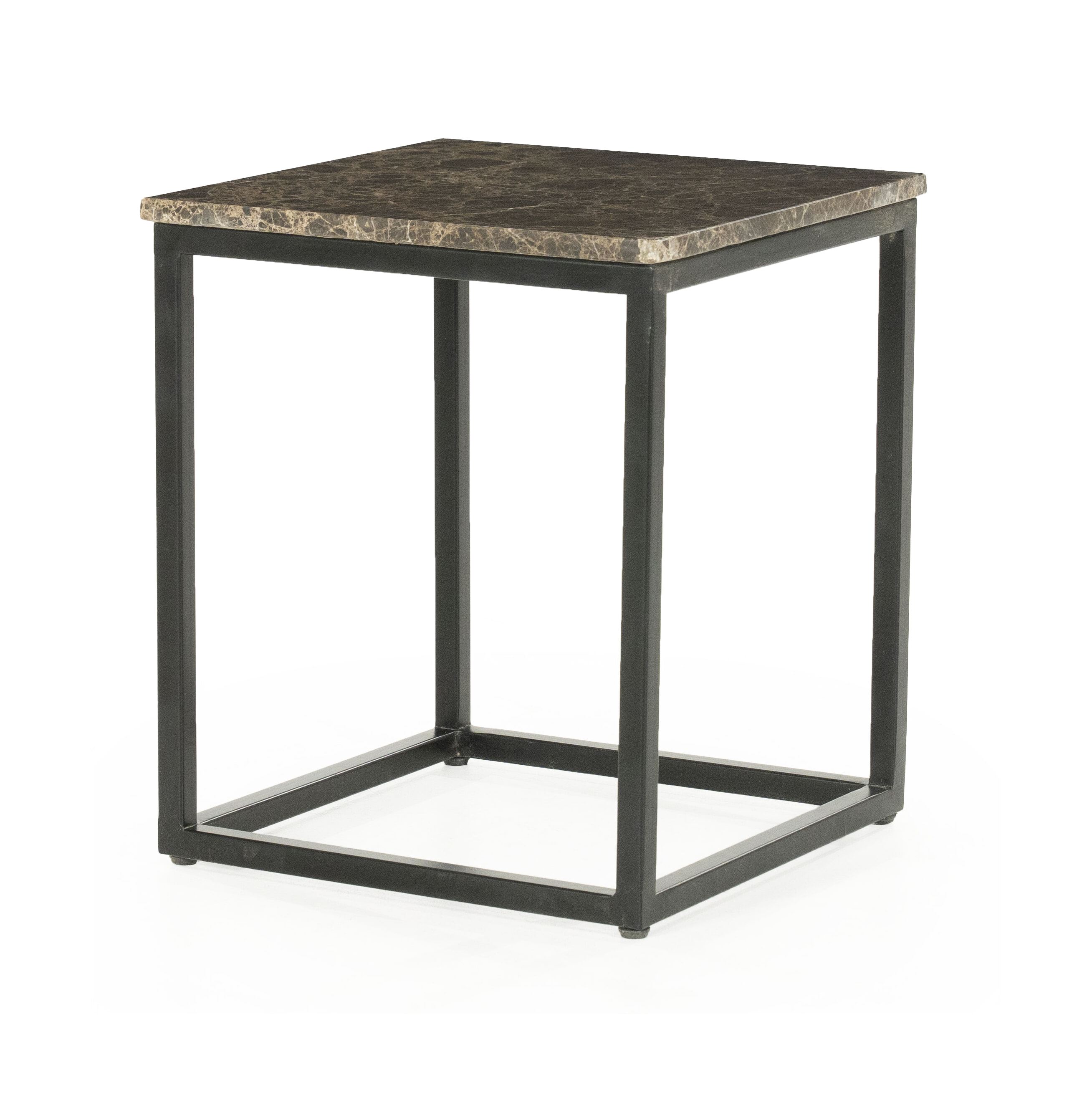 Eleonora Vierkante Bijzettafel Rico Marmer, 38 x 38cm - Zwart
