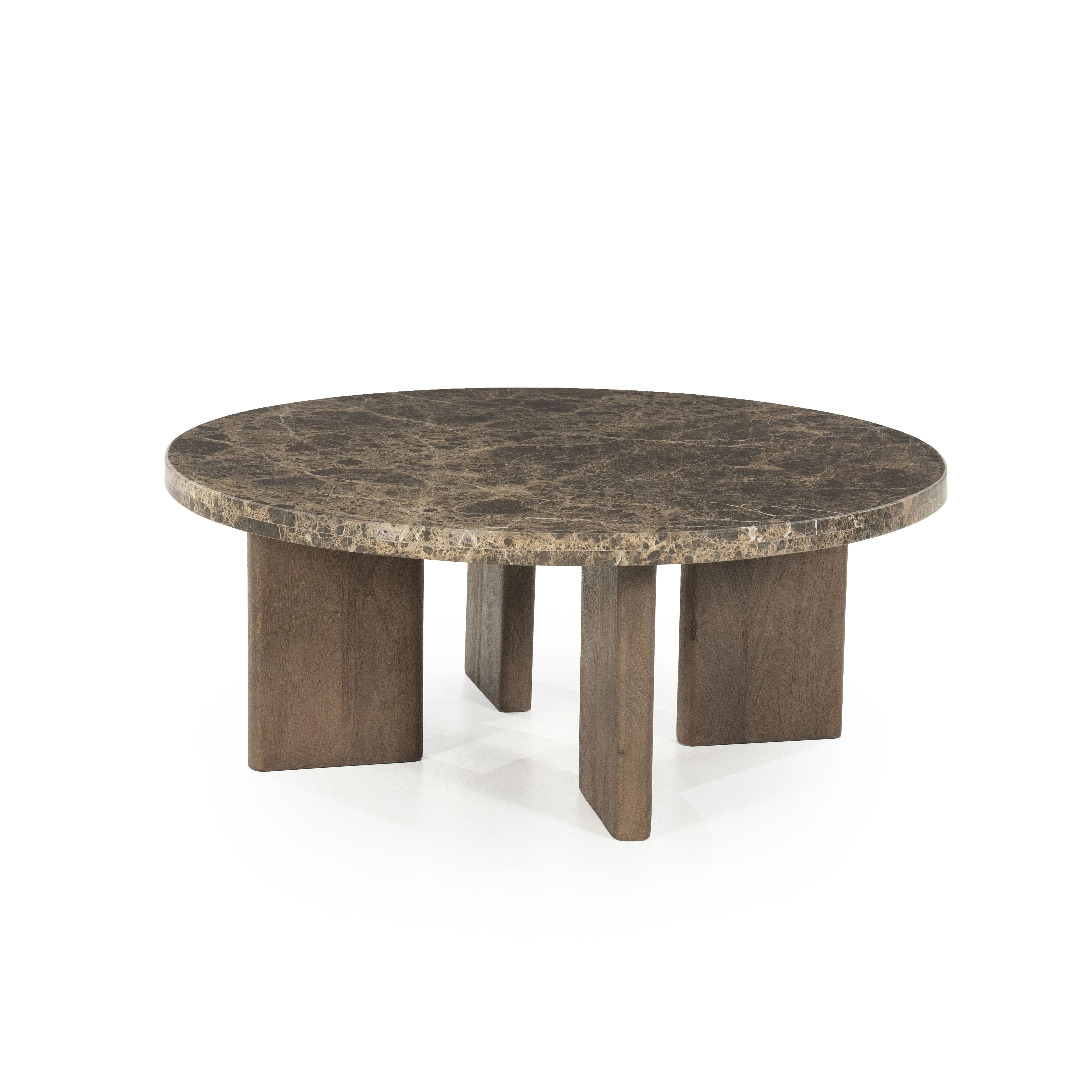 Eleonora Ronde Salontafel 'Lando' Marmer en mangohout, 80cm