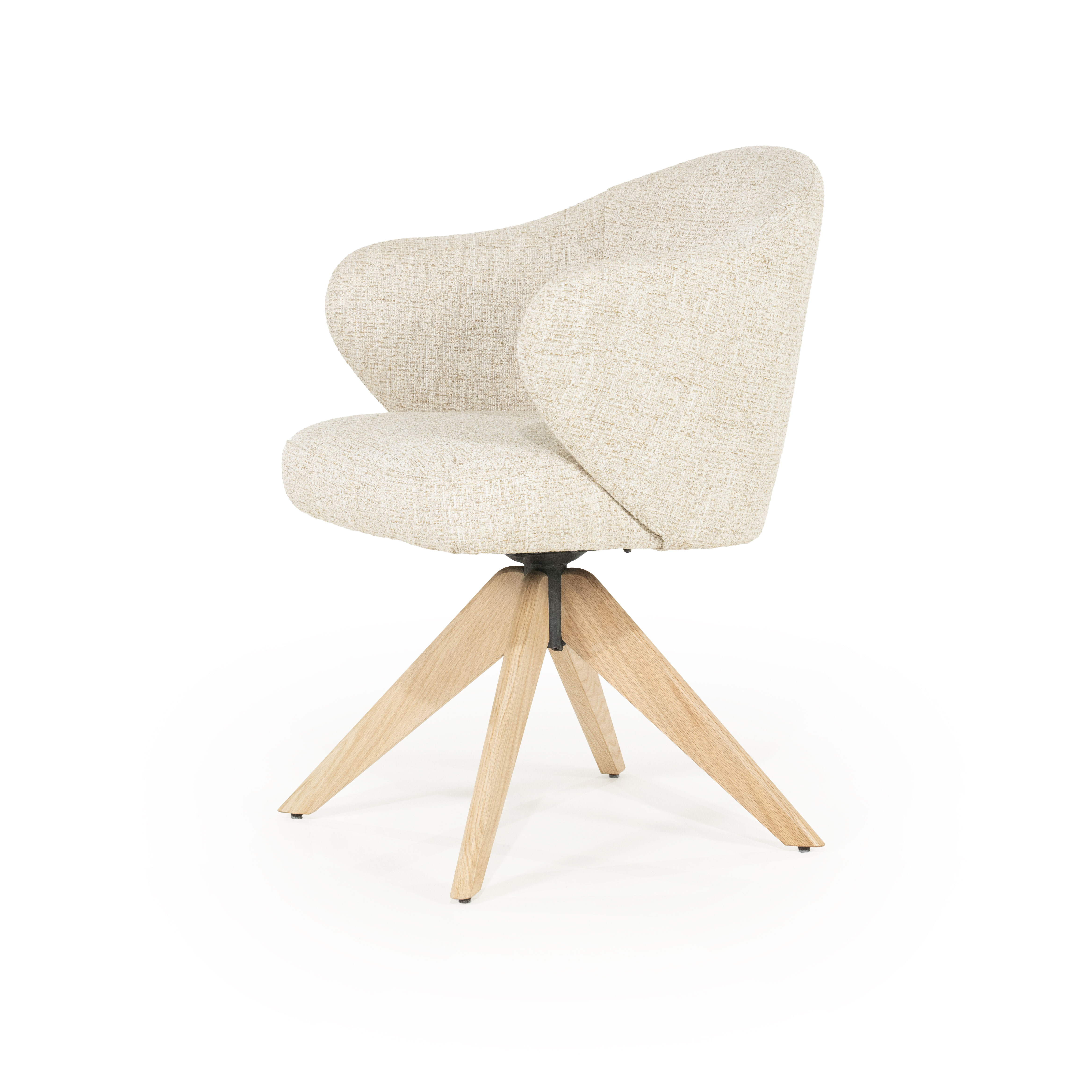 Eleonora Draaibare Eetkamerstoel 'Connor' Eiken onderstel, kleur Beige