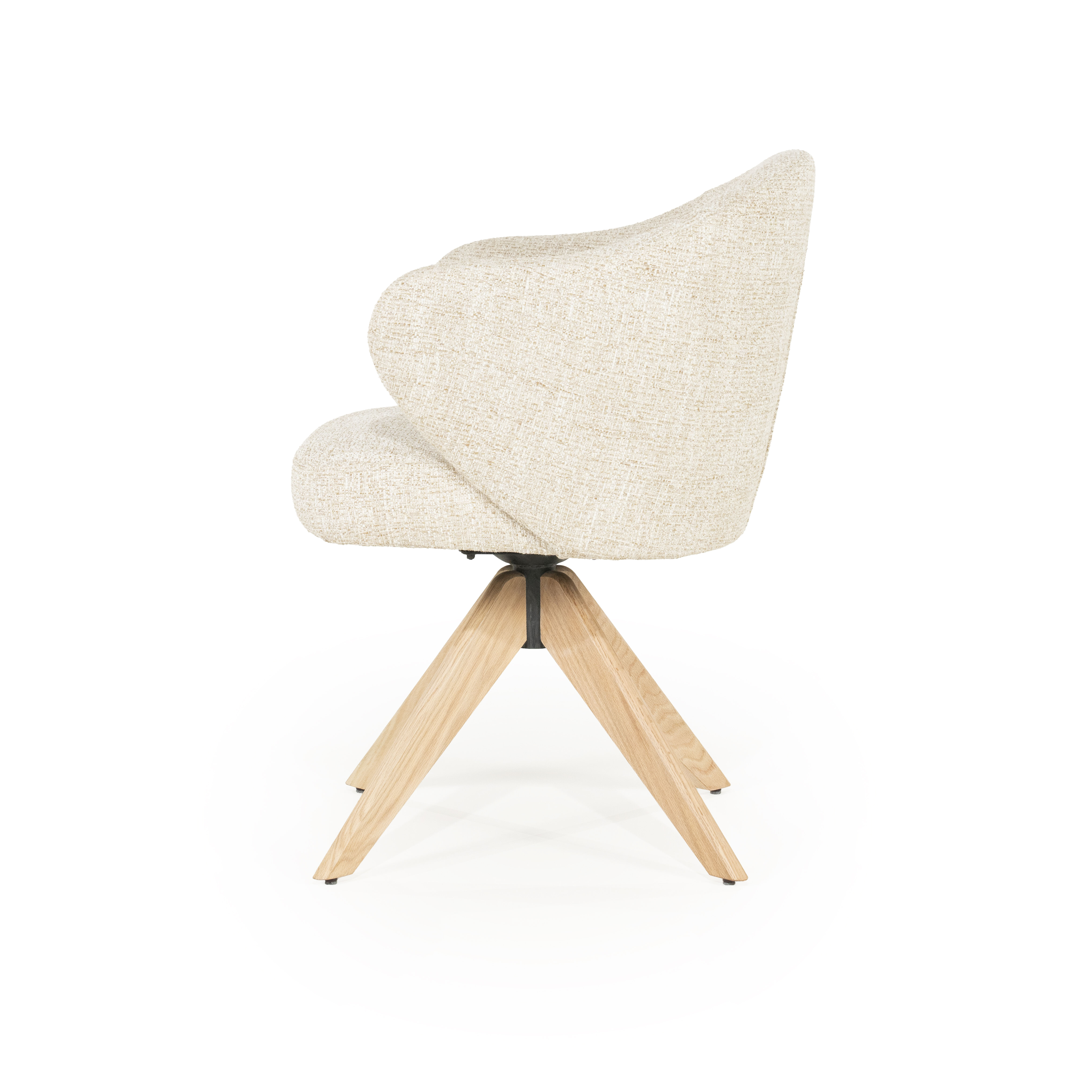 Eleonora Draaibare Eetkamerstoel 'Connor' Eiken onderstel, kleur Beige