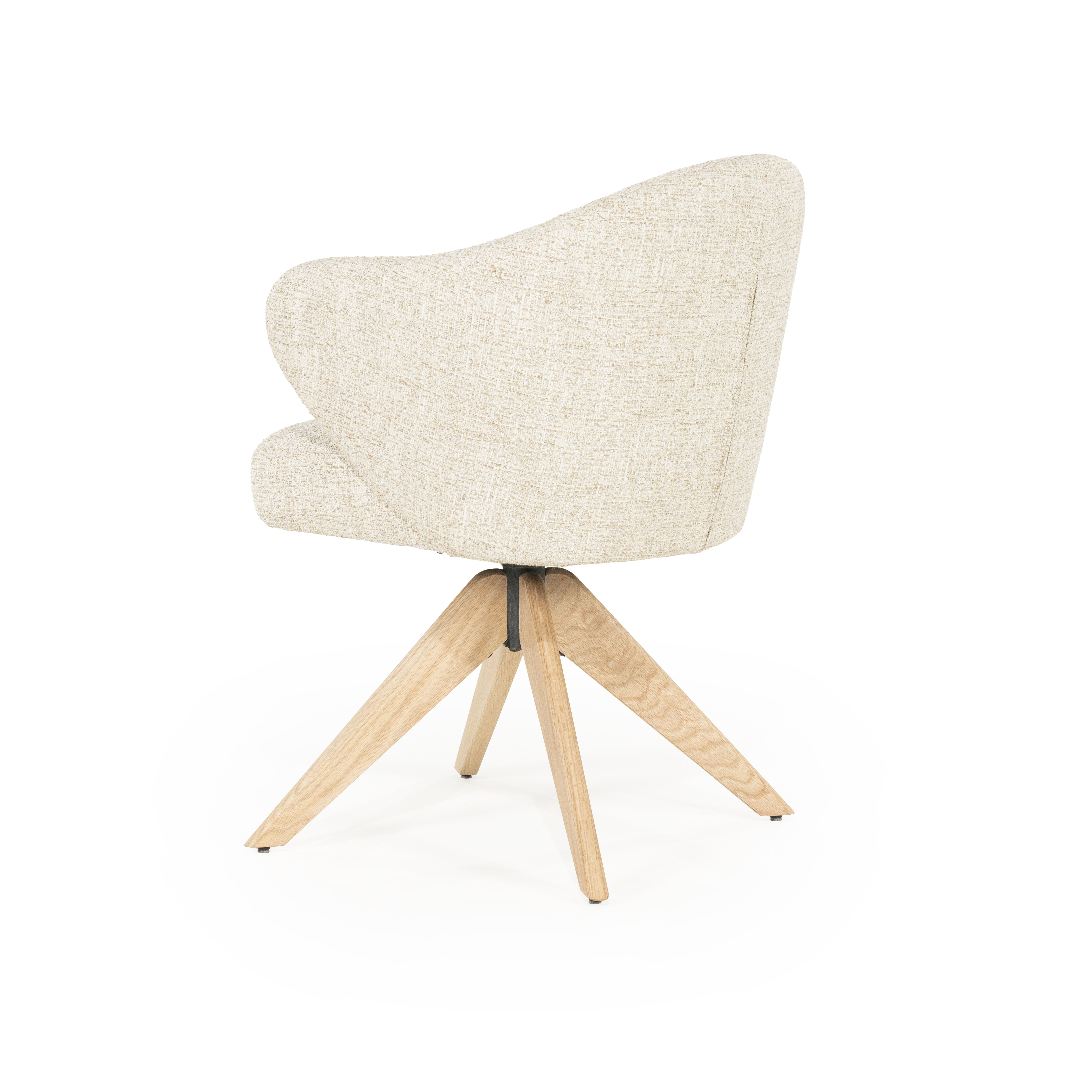 Eleonora Draaibare Eetkamerstoel 'Connor' Eiken onderstel, kleur Beige