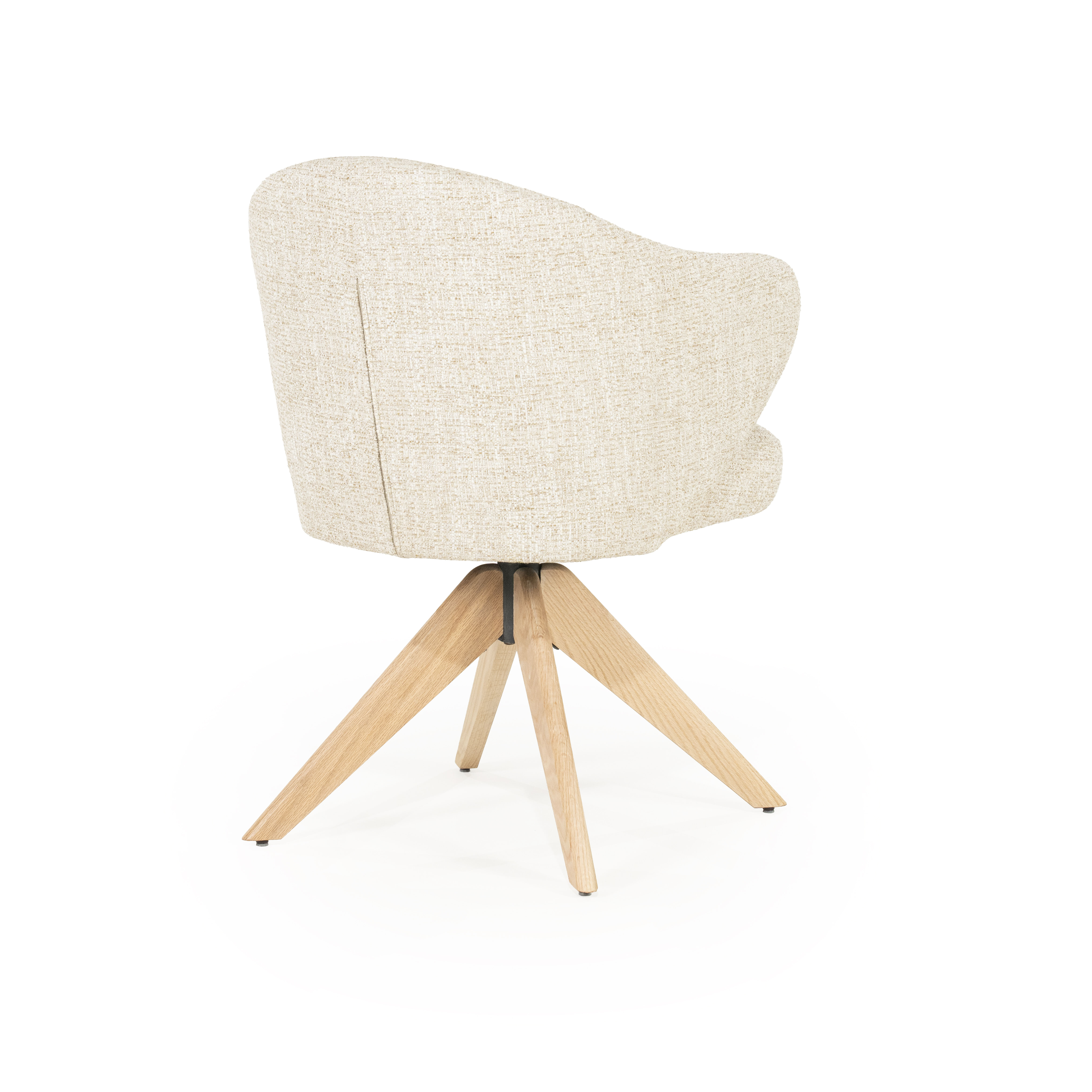Eleonora Draaibare Eetkamerstoel 'Connor' Eiken onderstel, kleur Beige