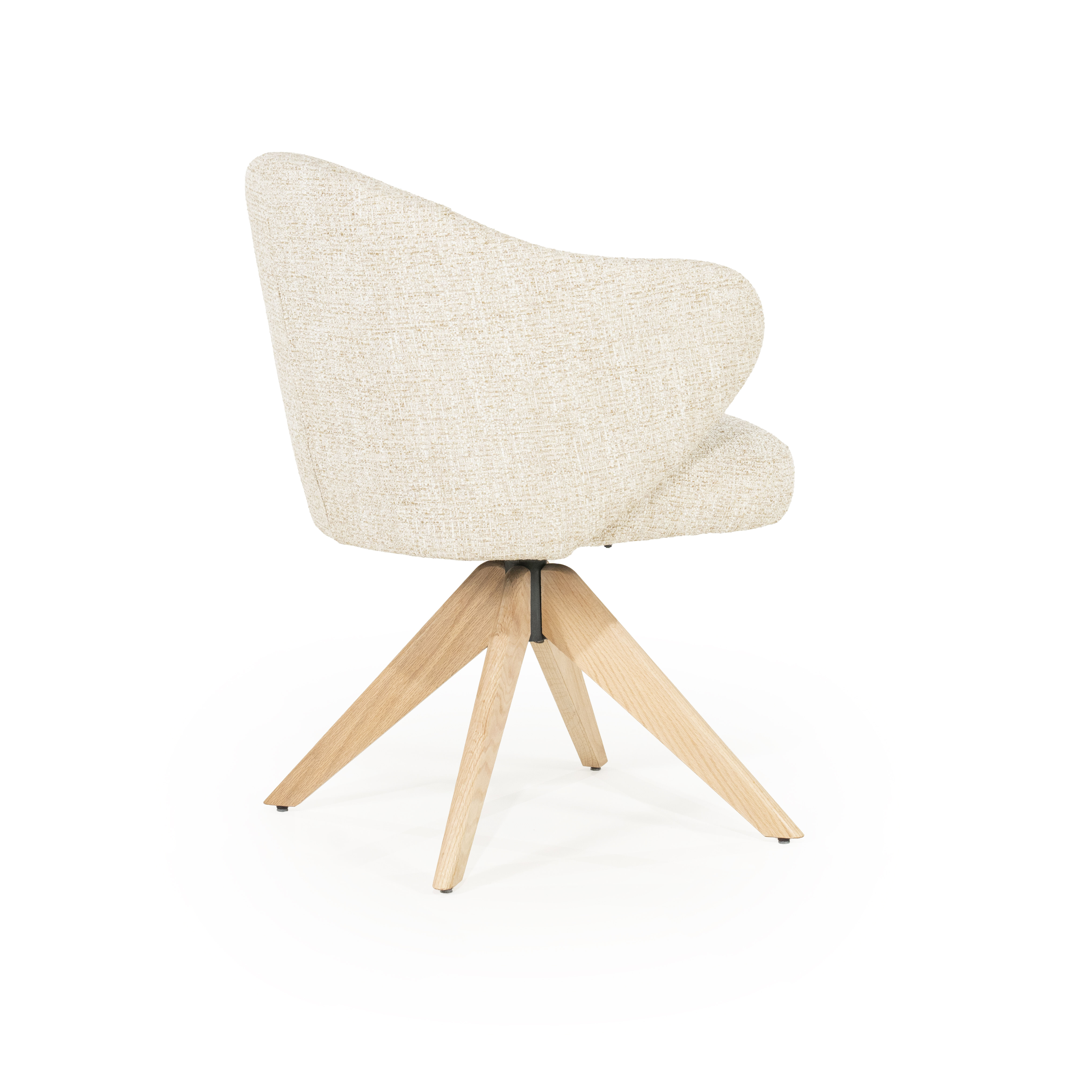 Eleonora Draaibare Eetkamerstoel 'Connor' Eiken onderstel, kleur Beige