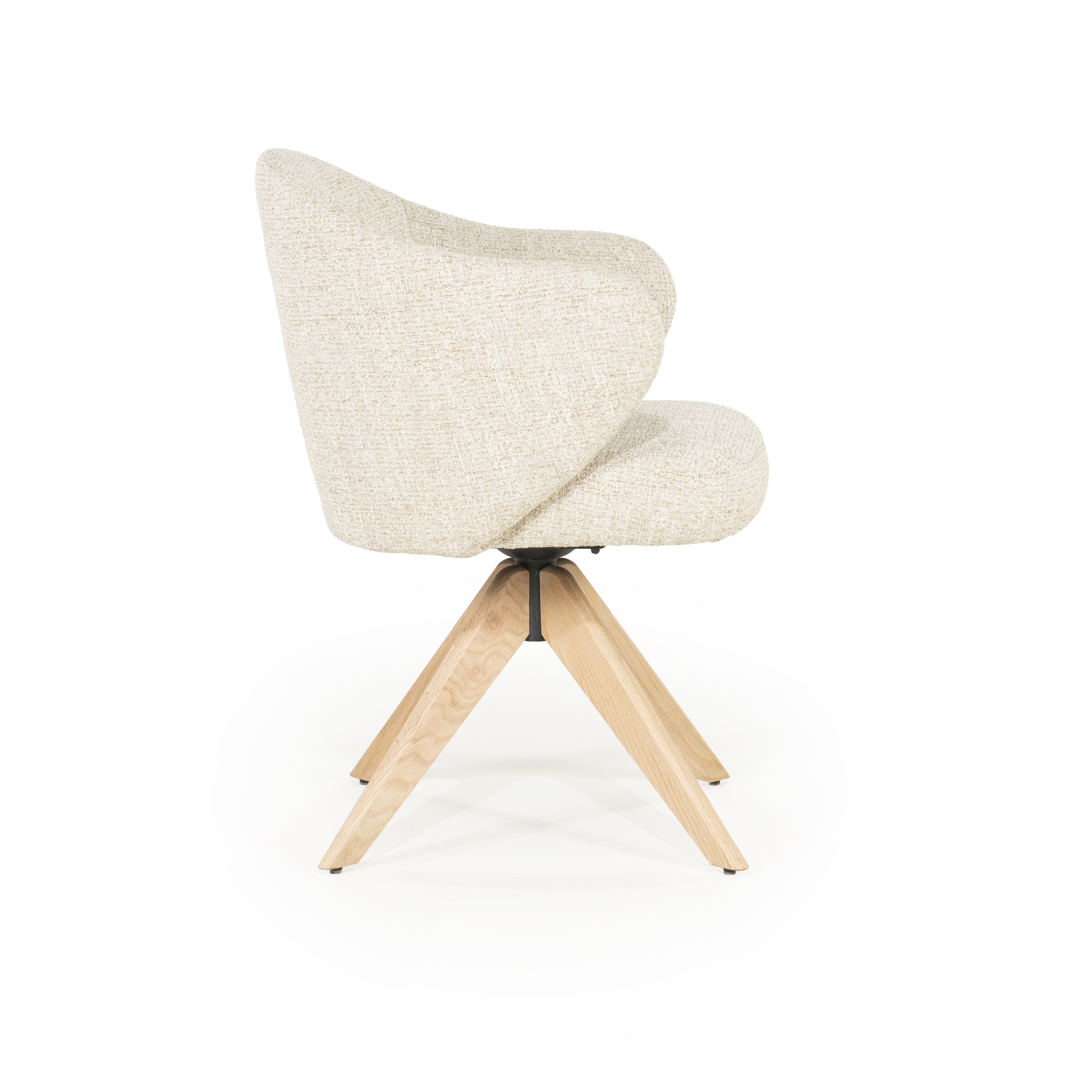 Eleonora Draaibare Eetkamerstoel 'Connor' Eiken onderstel, kleur Beige