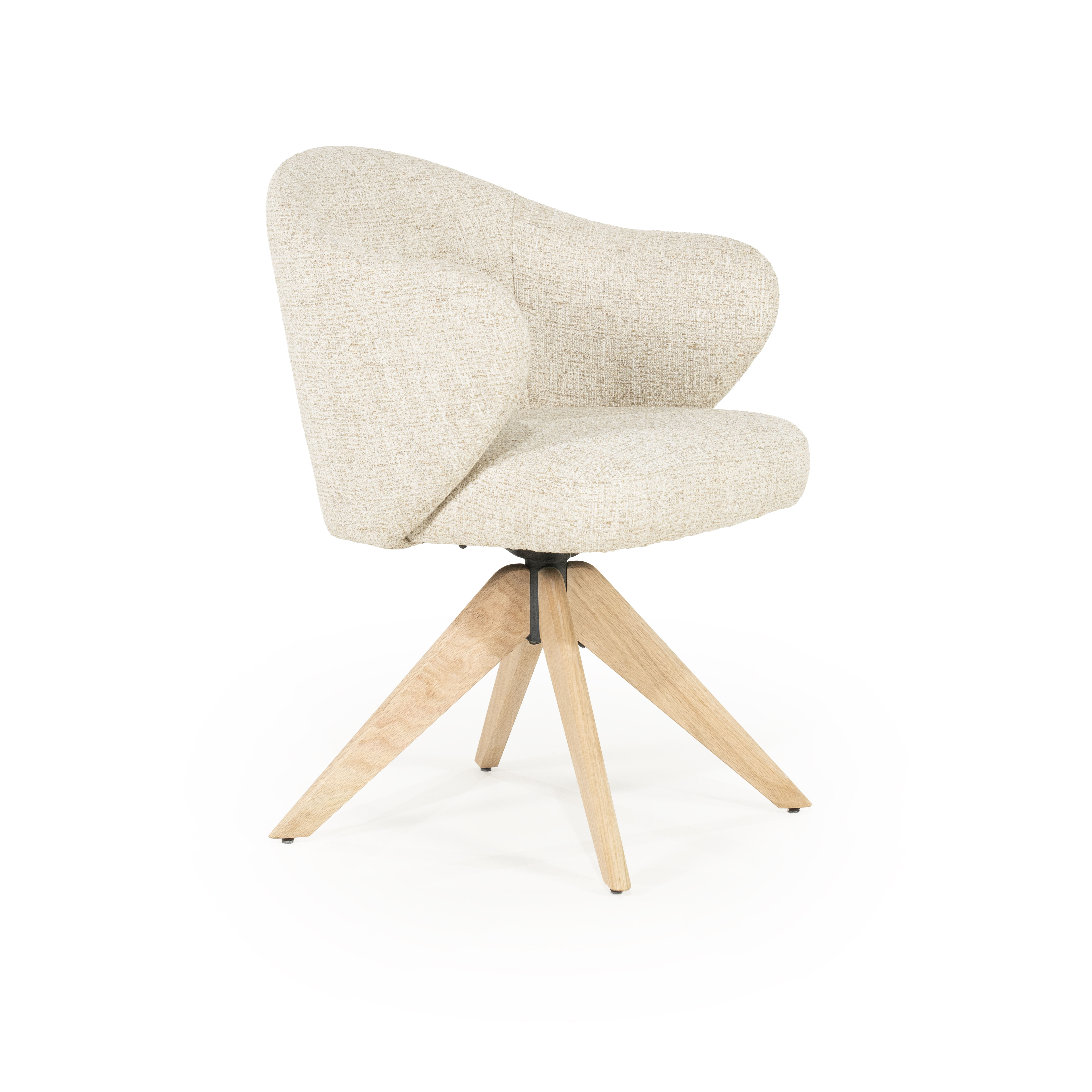 Eleonora Draaibare Eetkamerstoel 'Connor' Eiken onderstel, kleur Beige