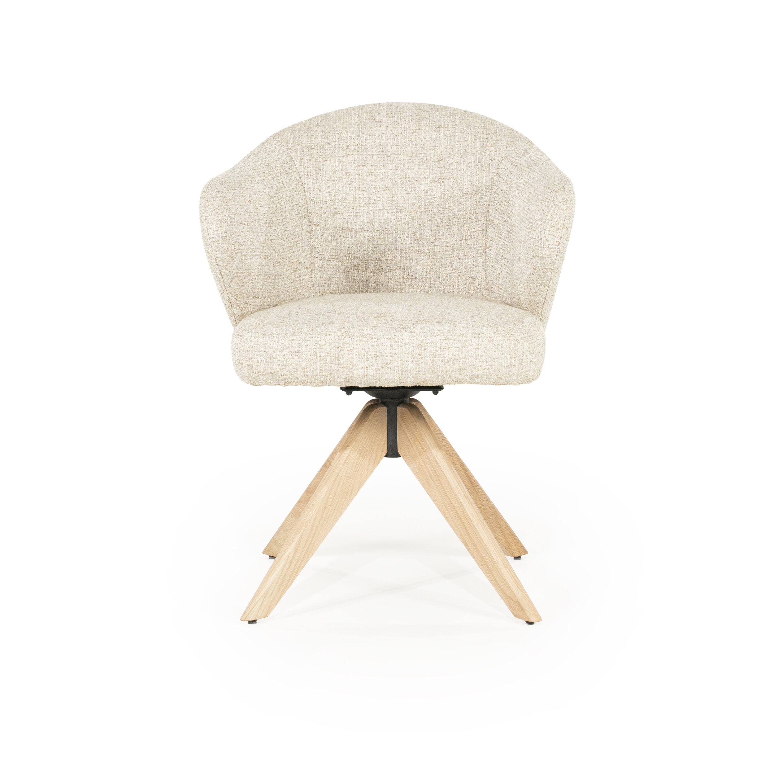 Eleonora Draaibare Eetkamerstoel 'Connor' Eiken onderstel, kleur Beige
