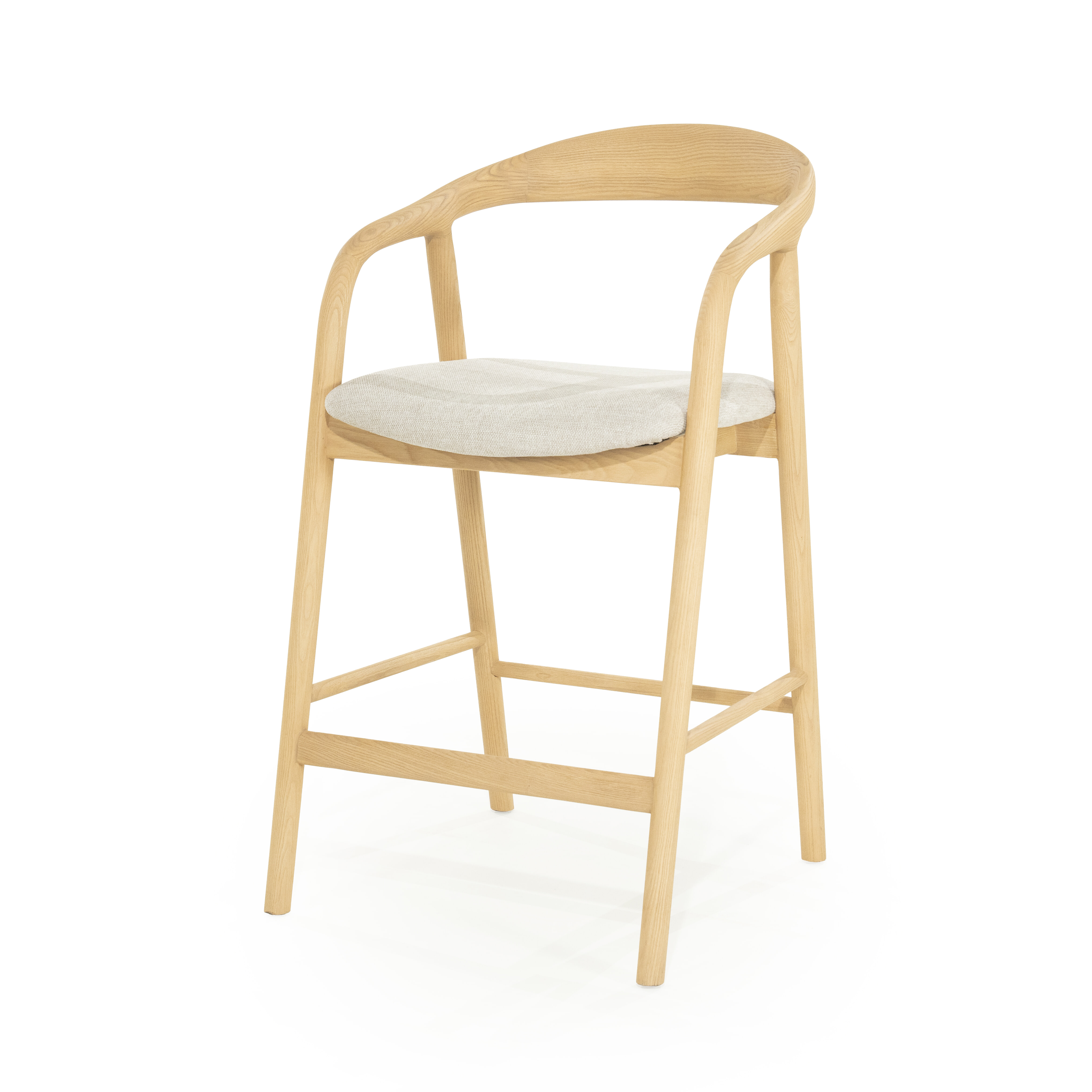 Eleonora Barstoel 'Rayven' Essen en stof, kleur Naturel (zithoogte 65cm)