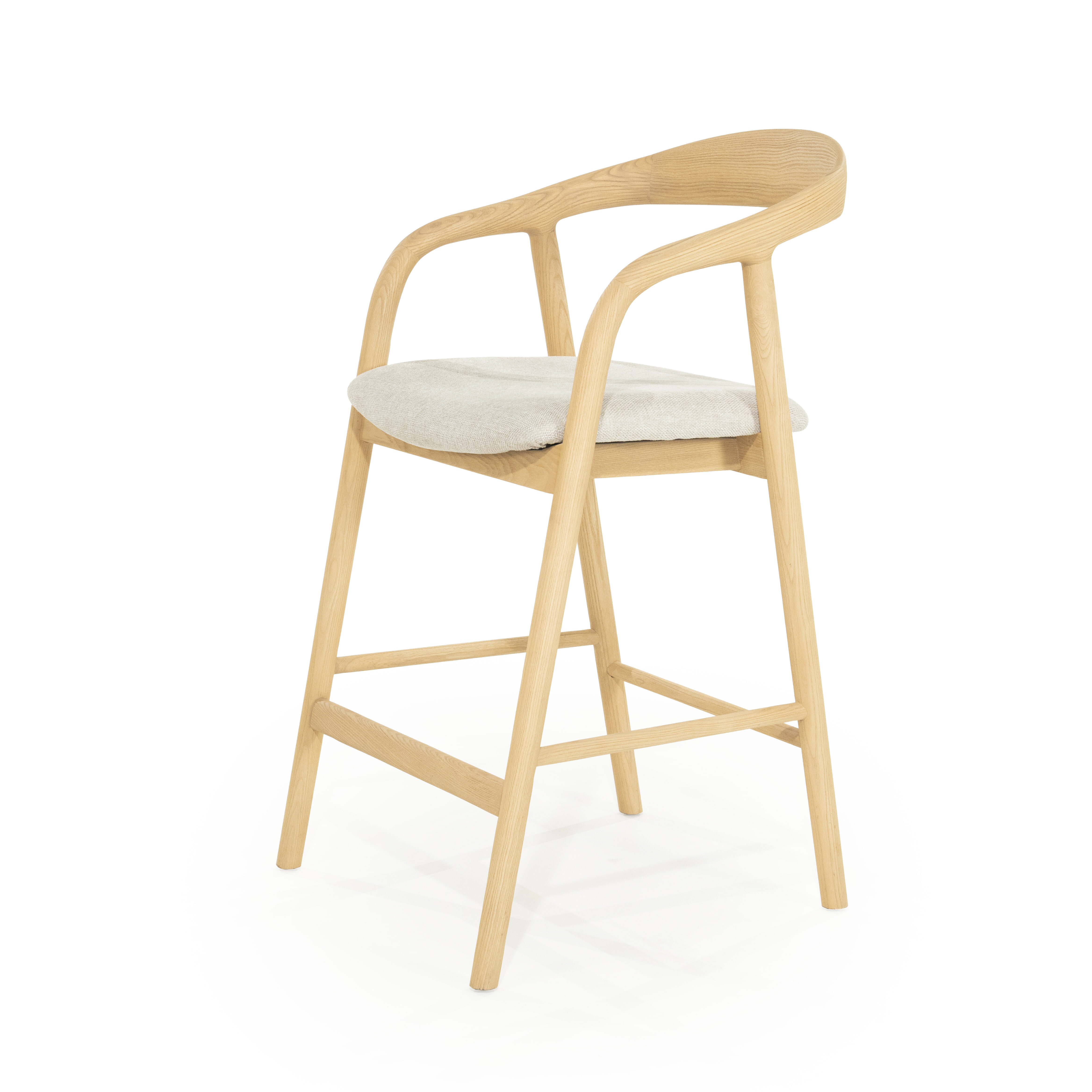 Eleonora Barstoel 'Rayven' Essen en stof, kleur Naturel (zithoogte 65cm)