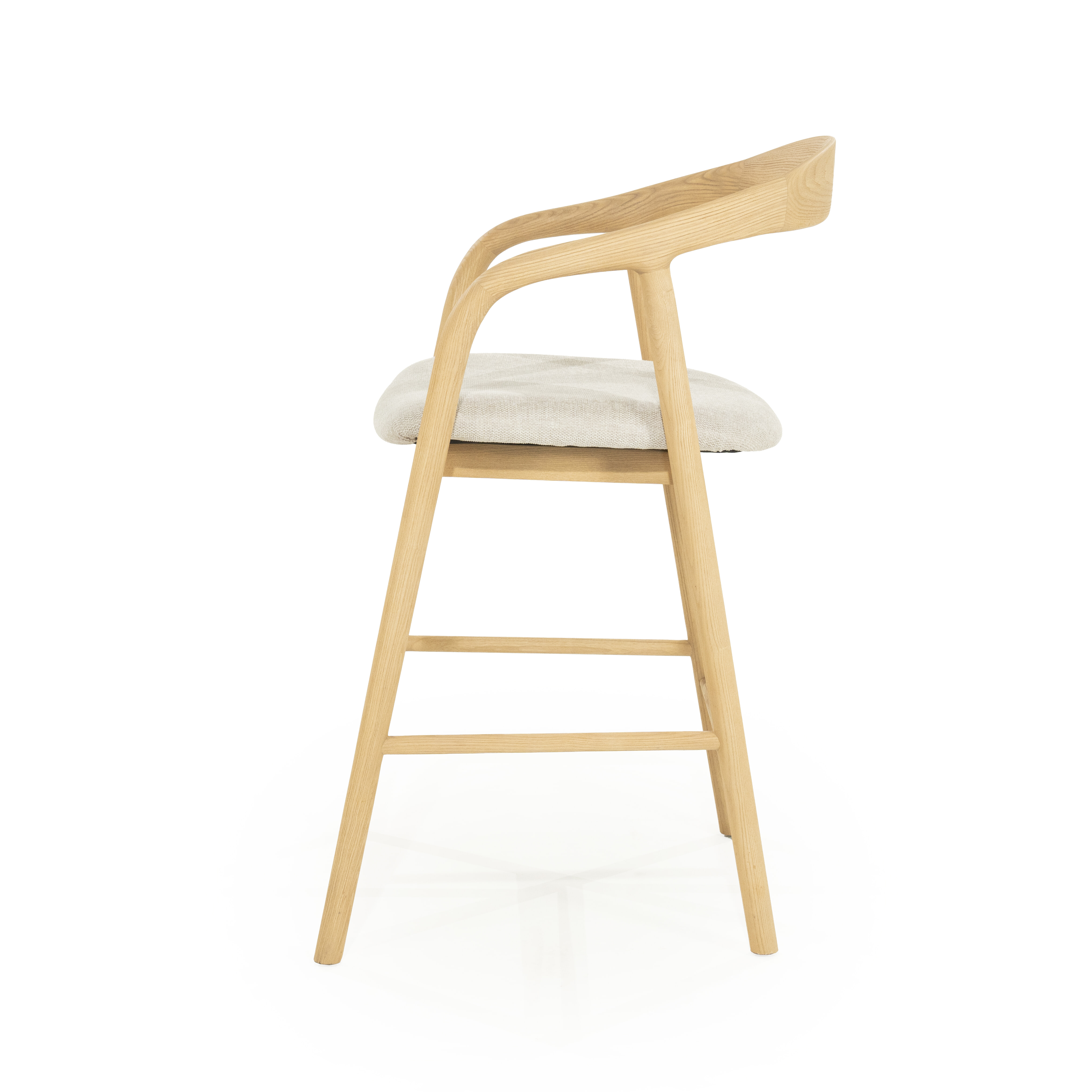 Eleonora Barstoel 'Rayven' Essen en stof, kleur Naturel (zithoogte 65cm)