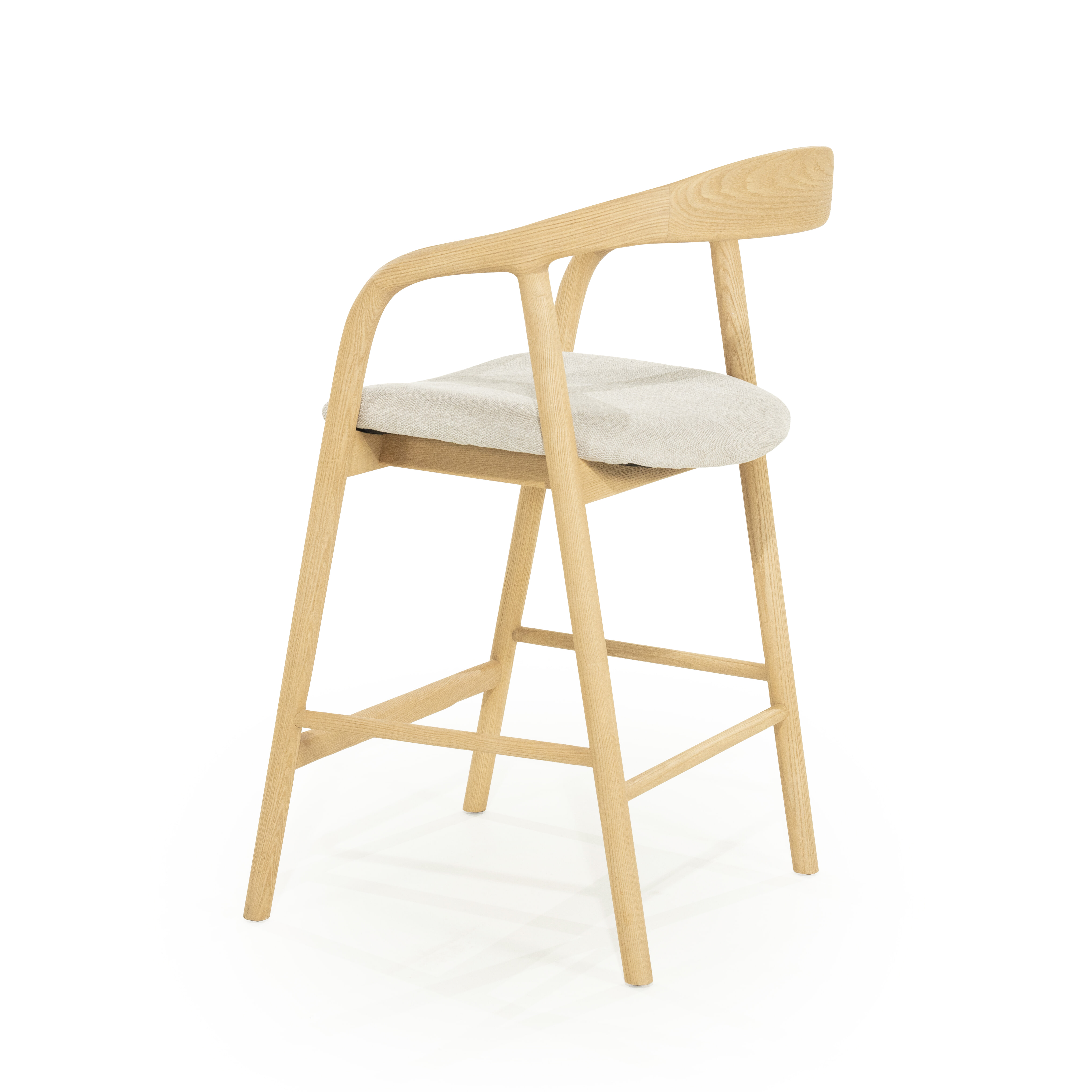 Eleonora Barstoel 'Rayven' Essen en stof, kleur Naturel (zithoogte 65cm)