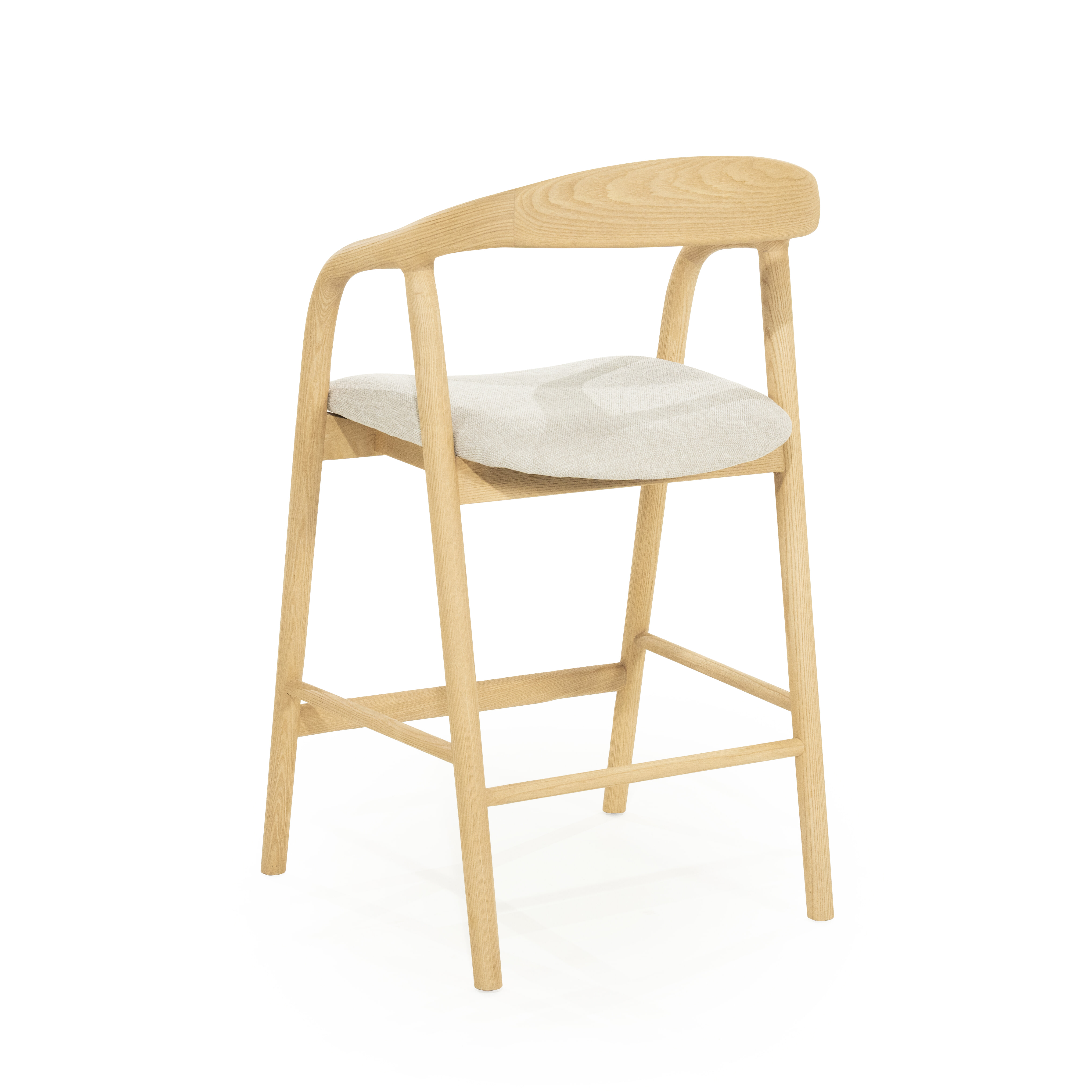 Eleonora Barstoel 'Rayven' Essen en stof, kleur Naturel (zithoogte 65cm)