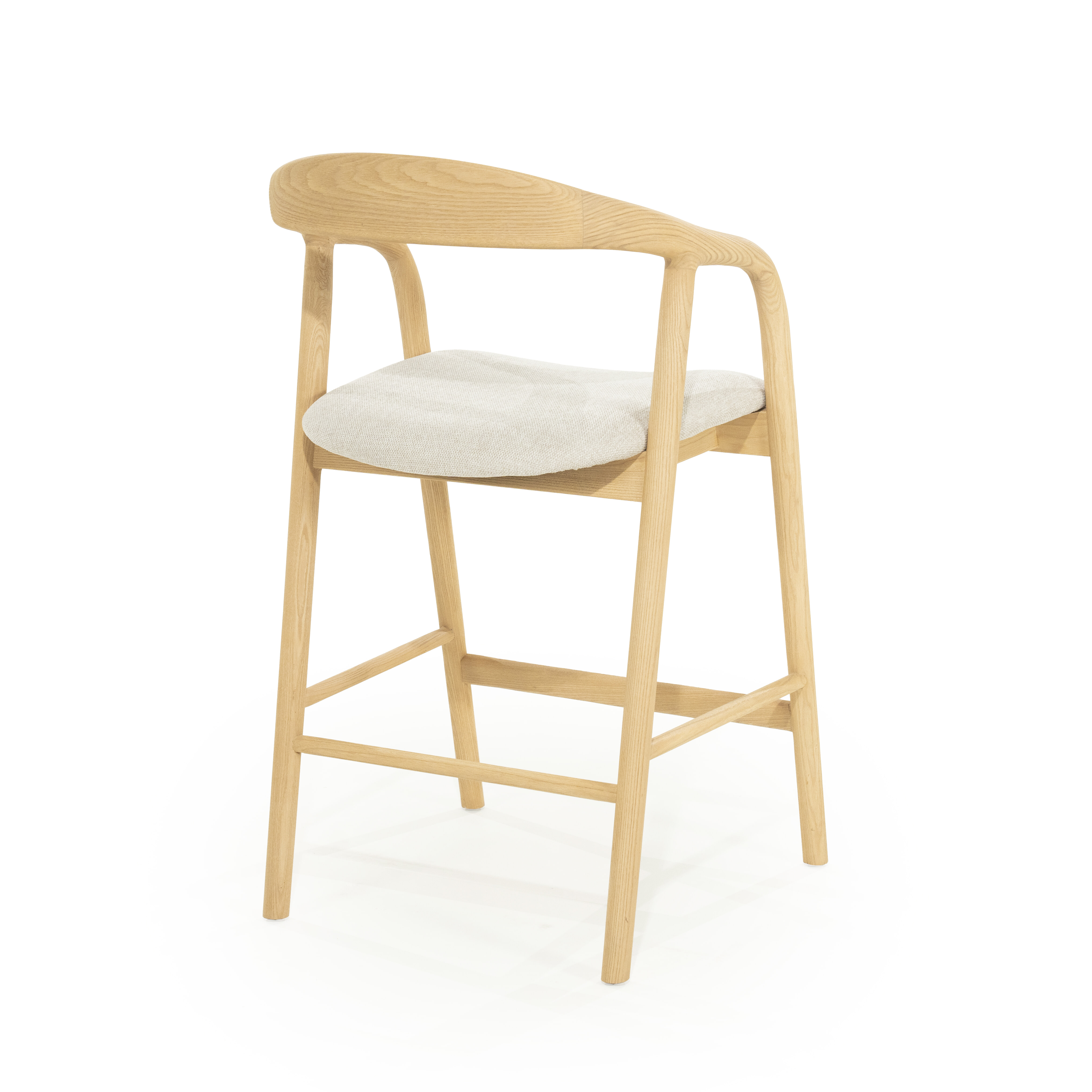 Eleonora Barstoel 'Rayven' Essen en stof, kleur Naturel (zithoogte 65cm)
