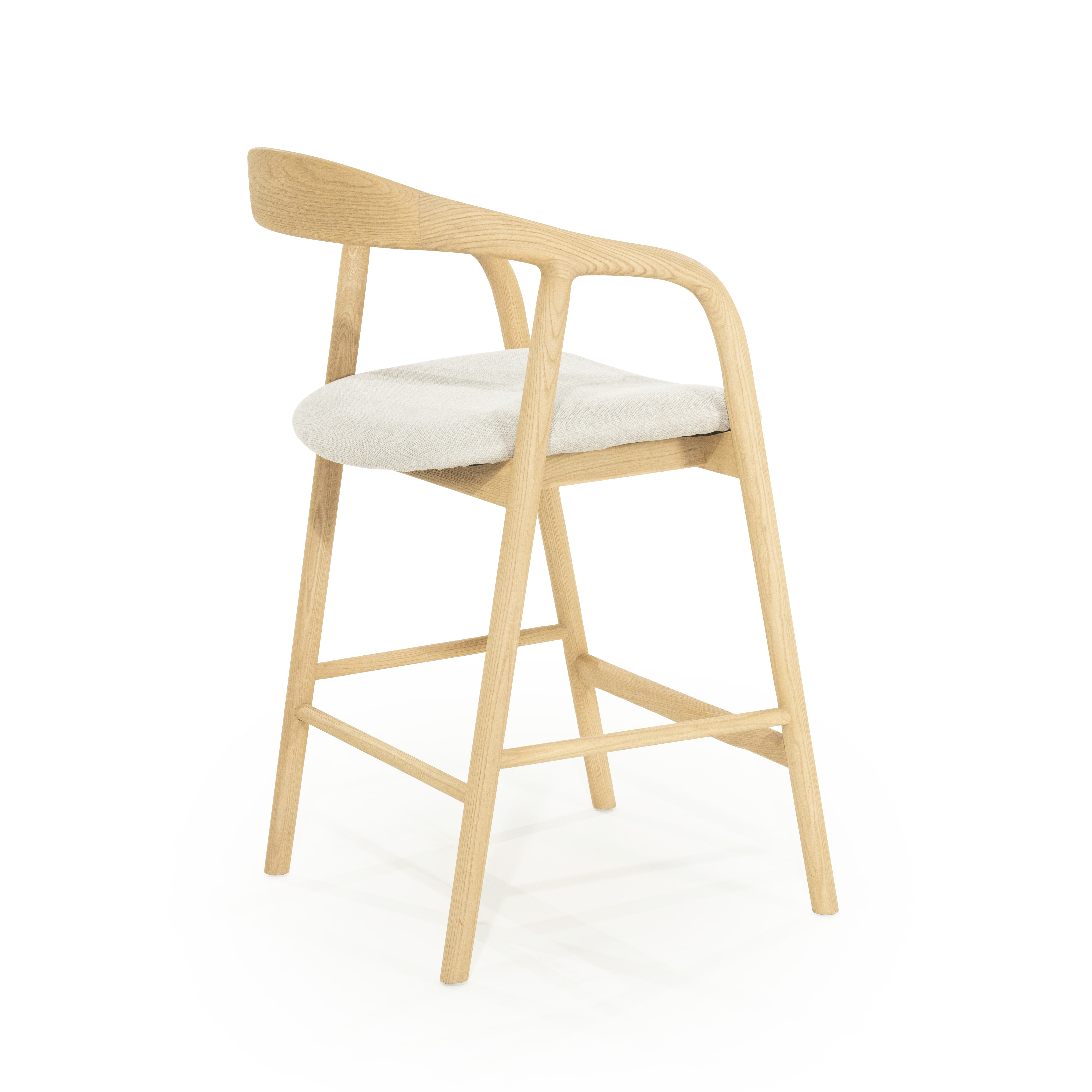 Eleonora Barstoel 'Rayven' Essen en stof, kleur Naturel (zithoogte 65cm)