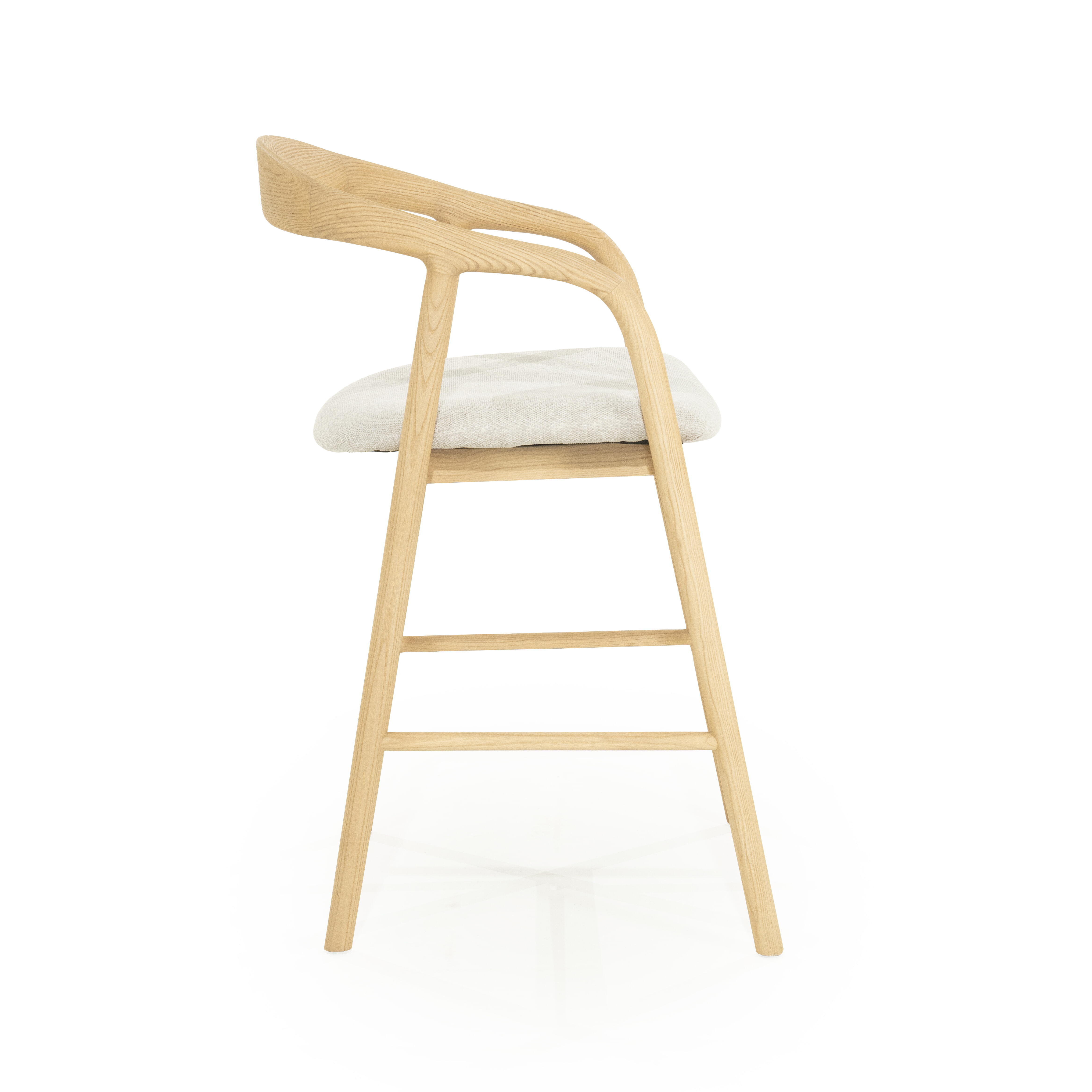 Eleonora Barstoel 'Rayven' Essen en stof, kleur Naturel (zithoogte 65cm)