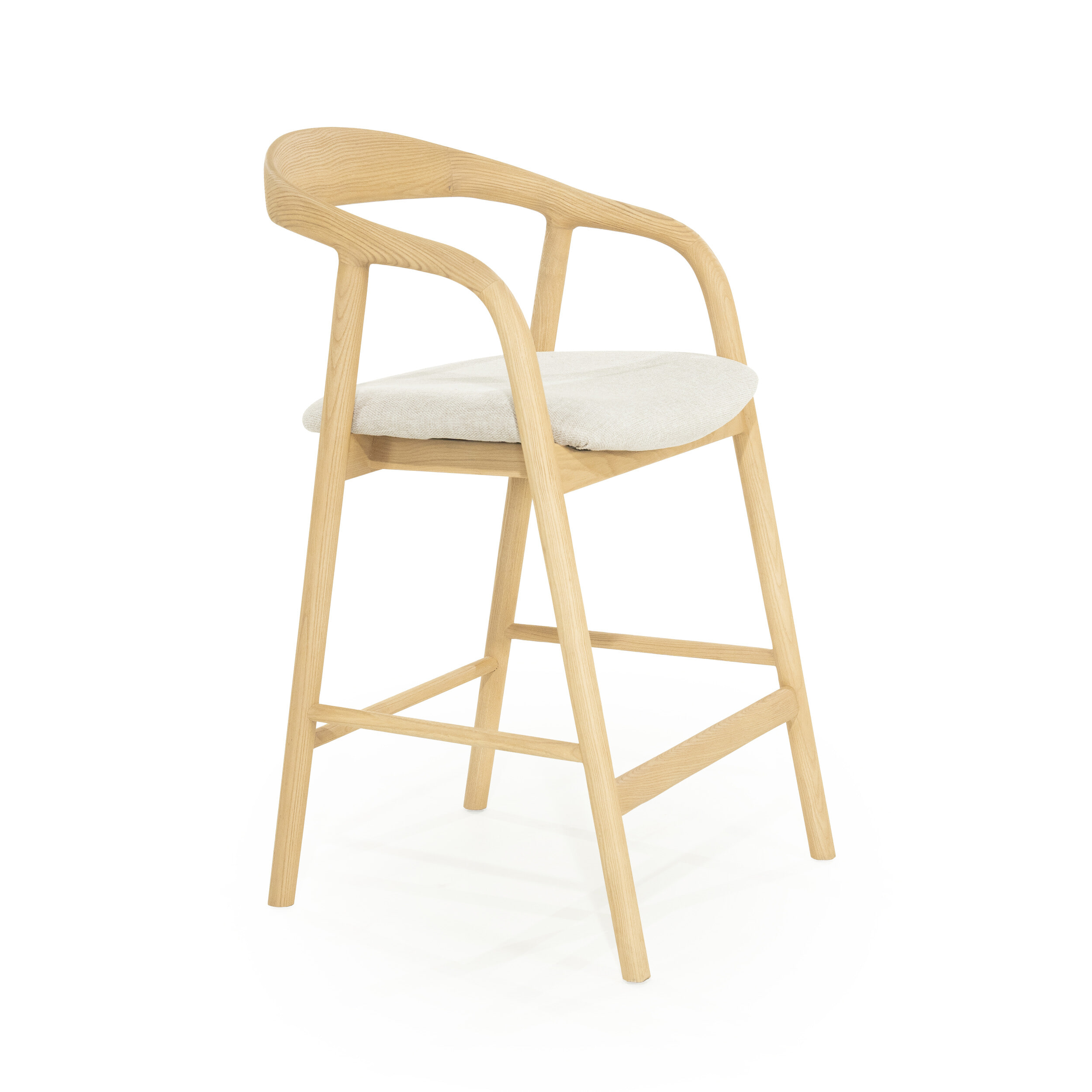 Eleonora Barstoel 'Rayven' Essen en stof, kleur Naturel (zithoogte 65cm)