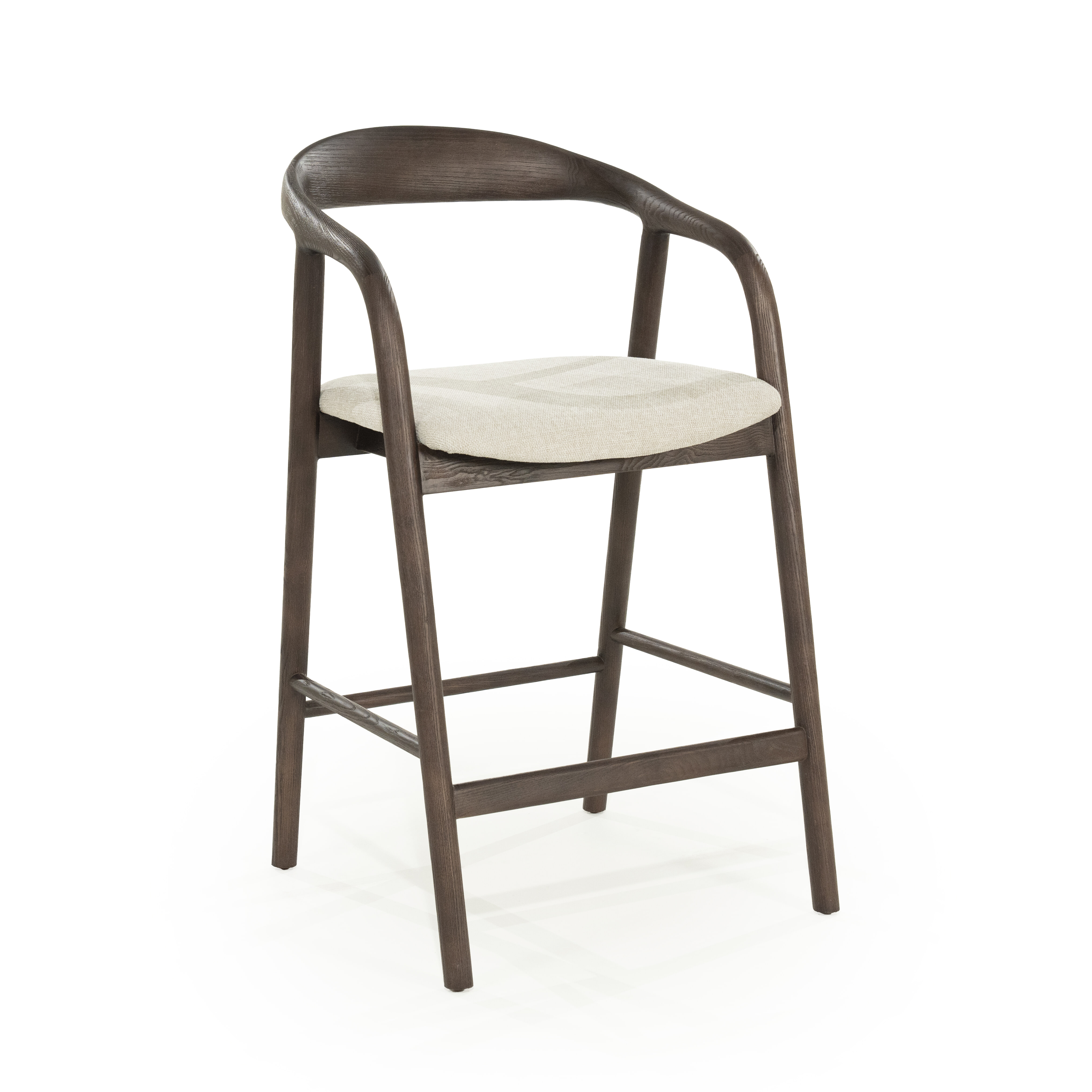 Eleonora Barstoel 'Rayven' Essen en stof, kleur Bruin (zithoogte 65cm)