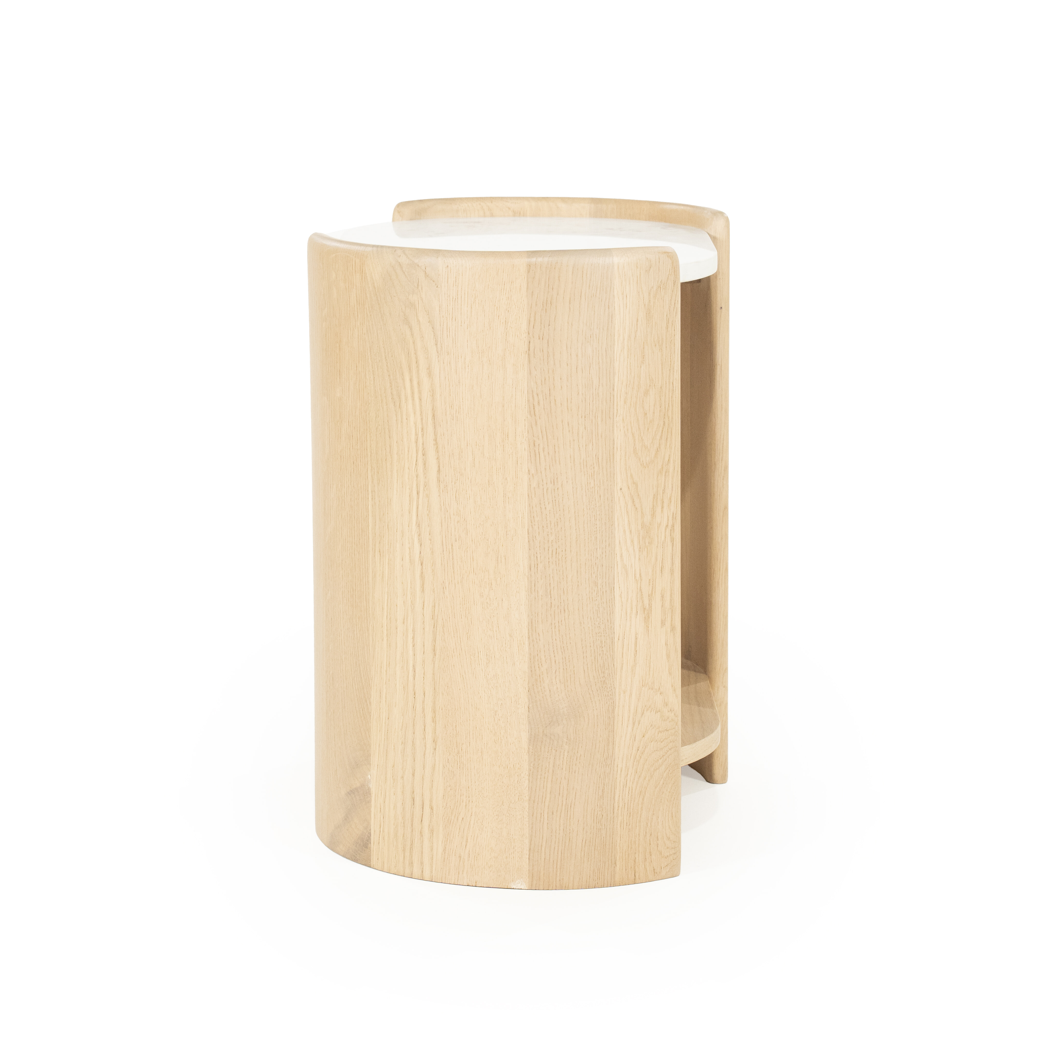 Eleonora Ovale Bijzettafel 'Don' Marmer en eikenhout, 50 x 35cm