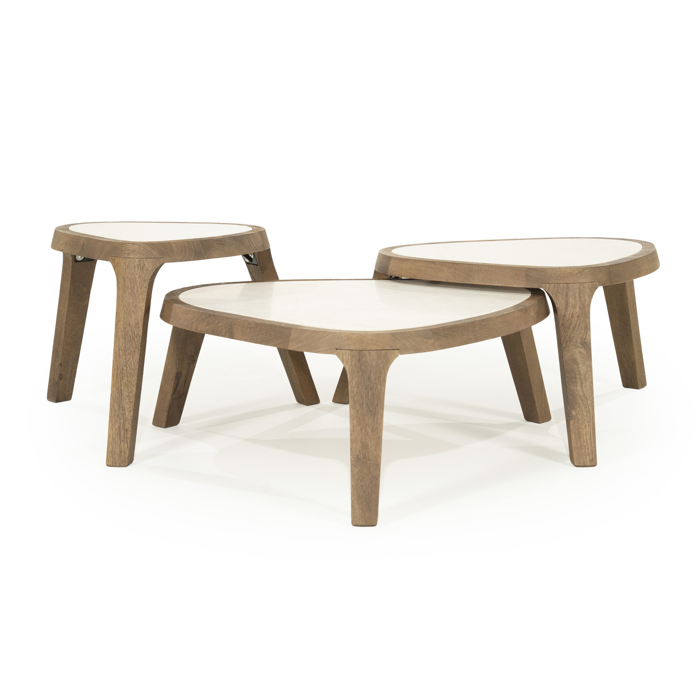 Eleonora Organische Salontafel 'Fred' Marmer en mangohout, 64 x 75cm