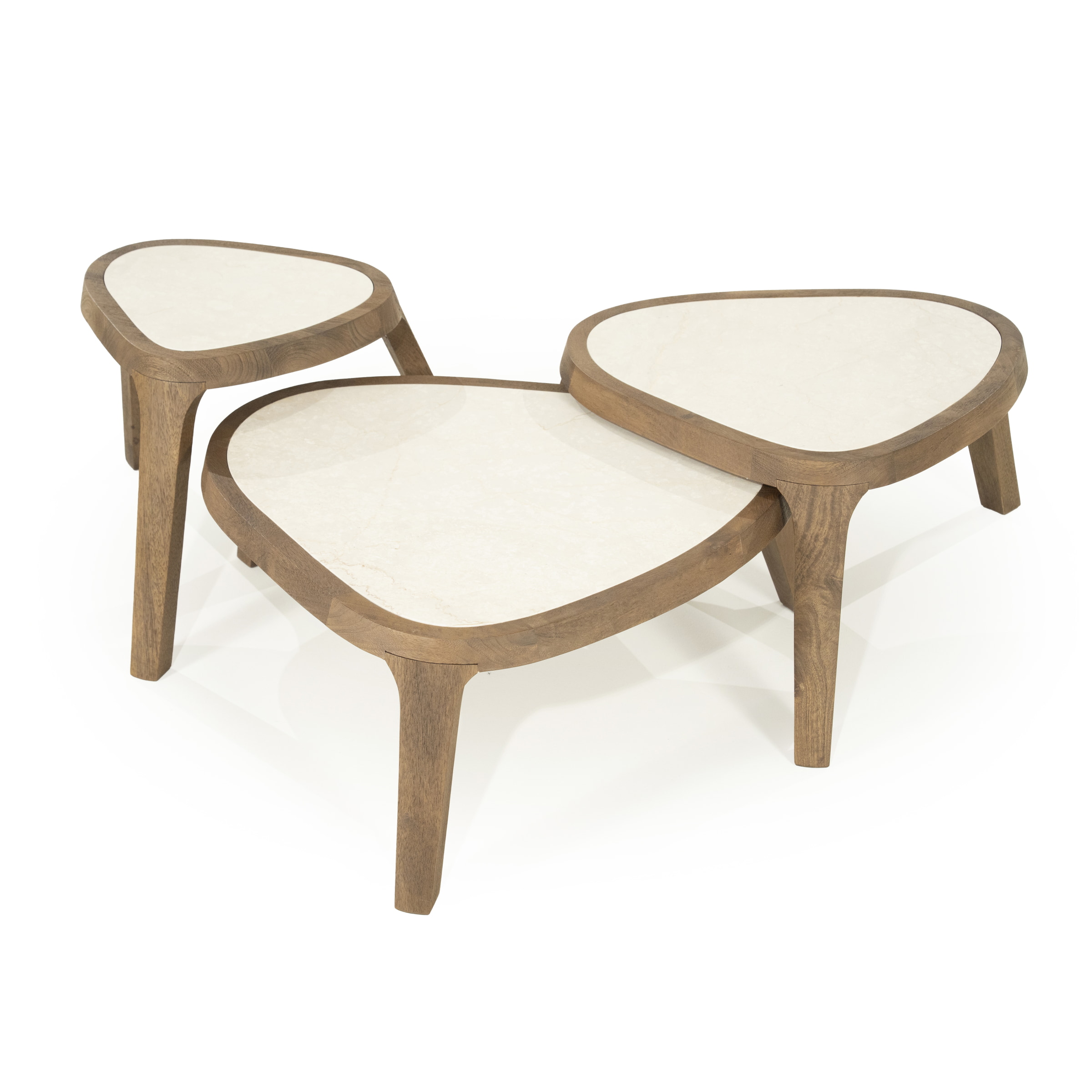 Eleonora Organische Salontafel 'Fred' Marmer en mangohout, 64 x 75cm