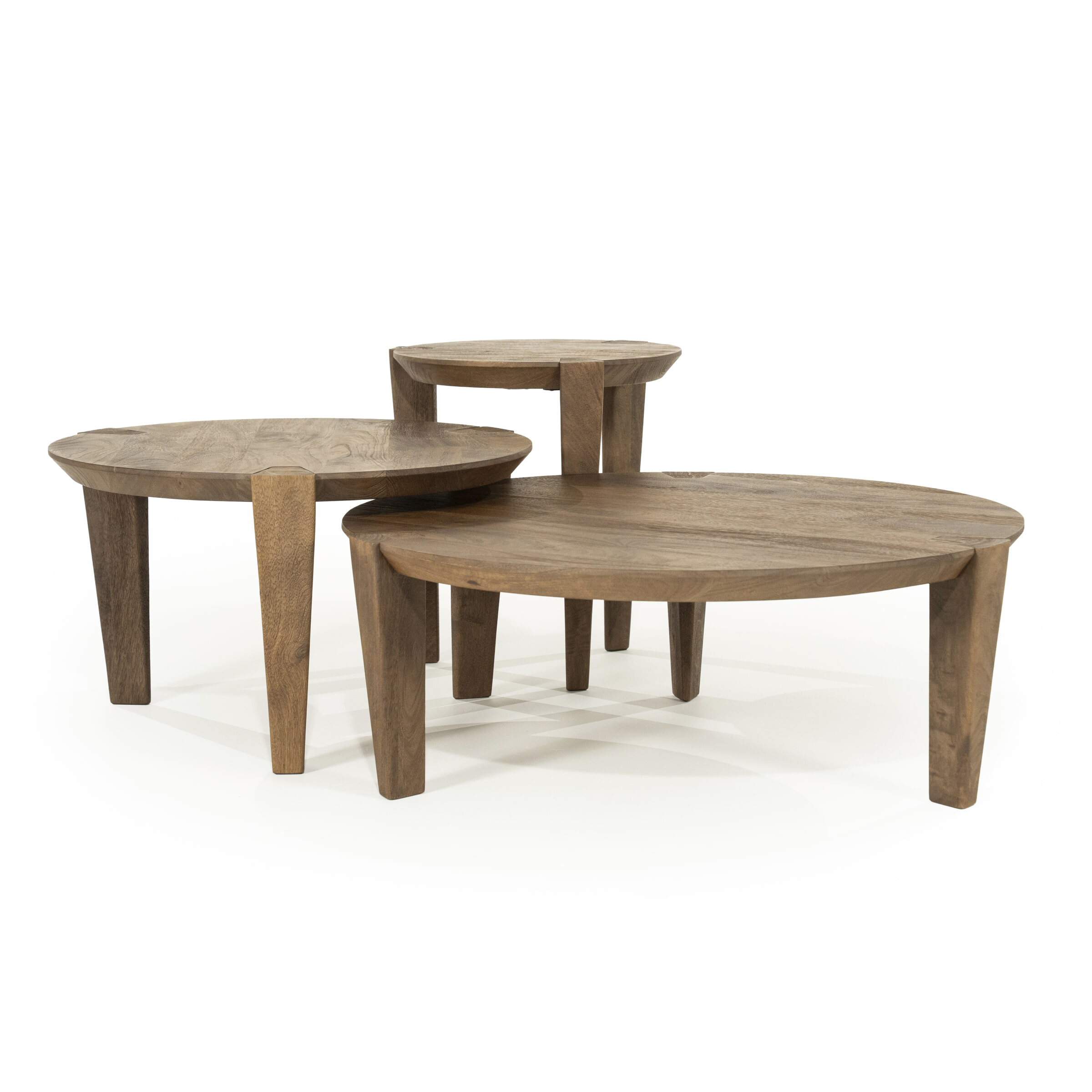 Eleonora Ronde Salontafel Davina Set van 3 stuks, Mangohout
