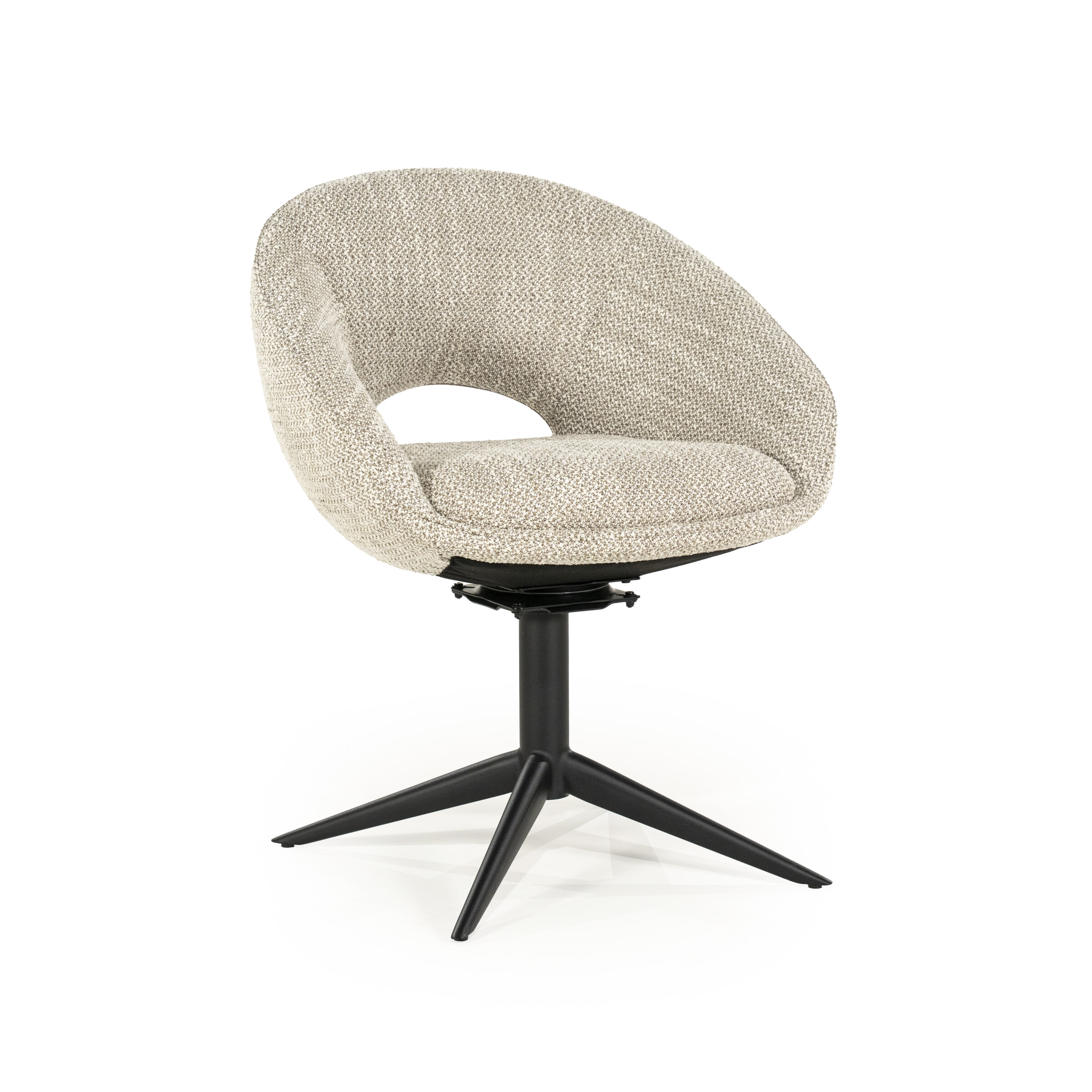 Eleonora Draaibare Eetkamerstoel 'Nol' Bouclé, kleur Taupe