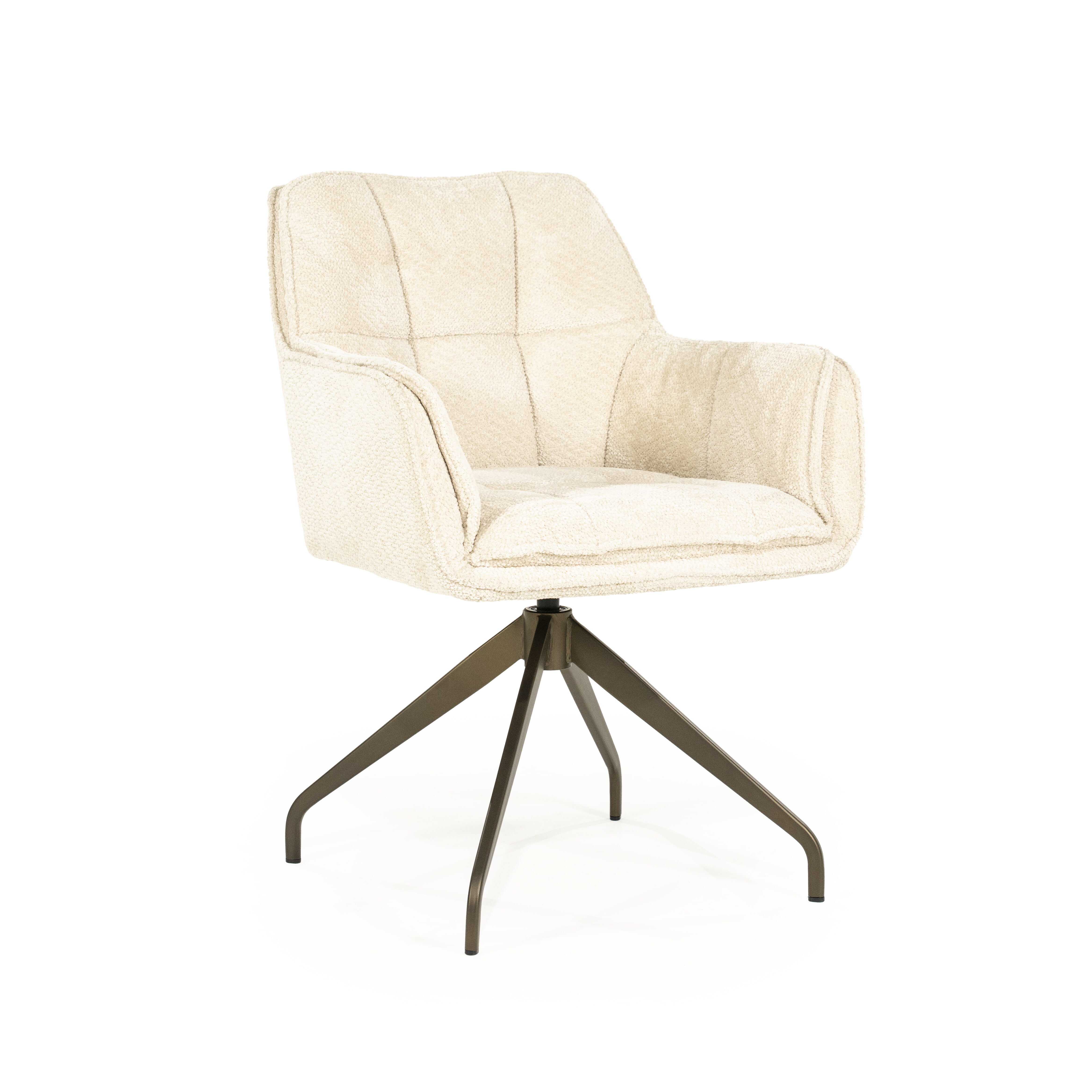 Eleonora Draaibare Eetkamerstoel 'Hugo' Chenille, kleur Beige