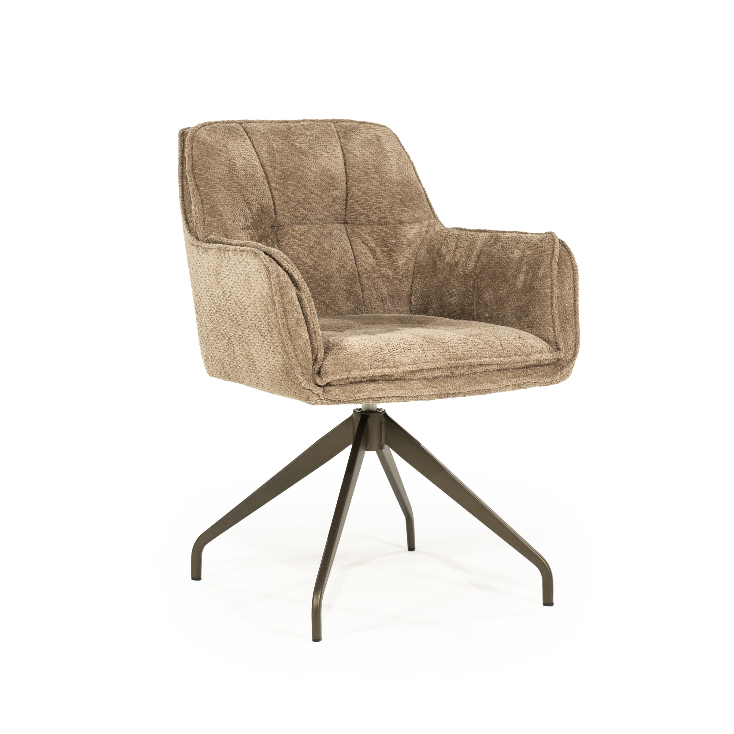 Eleonora Draaibare Eetkamerstoel 'Hugo' Chenille, kleur Taupe