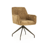 Eleonora Draaibare Eetkamerstoel 'Hugo' Chenille, kleur Mosterd