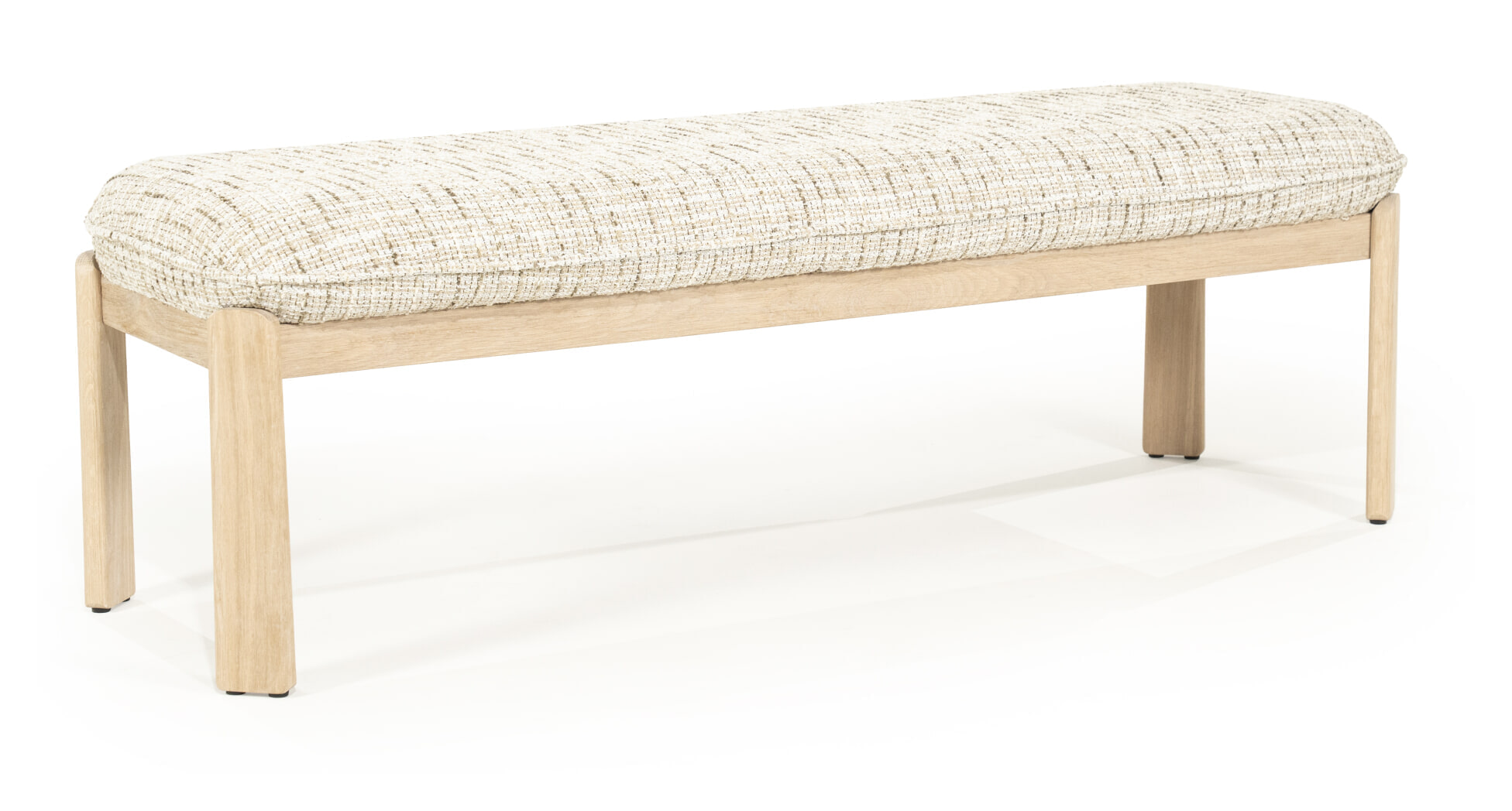 Eleonora Bankje 'Lottie' Geweven stof en eikenhout, kleur Beige