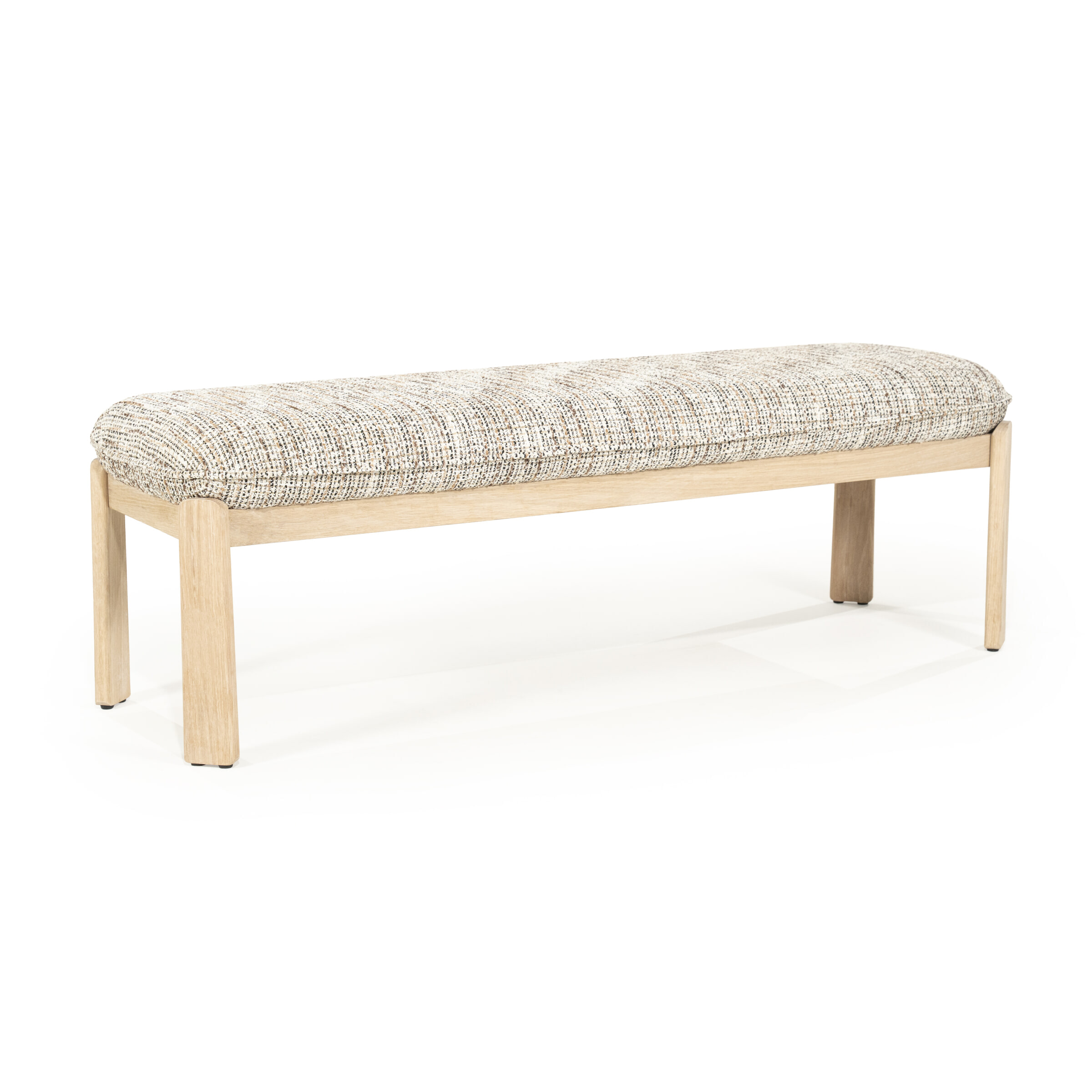 Eleonora Bankje 'Lottie' Geweven stof en eikenhout, kleur Taupe