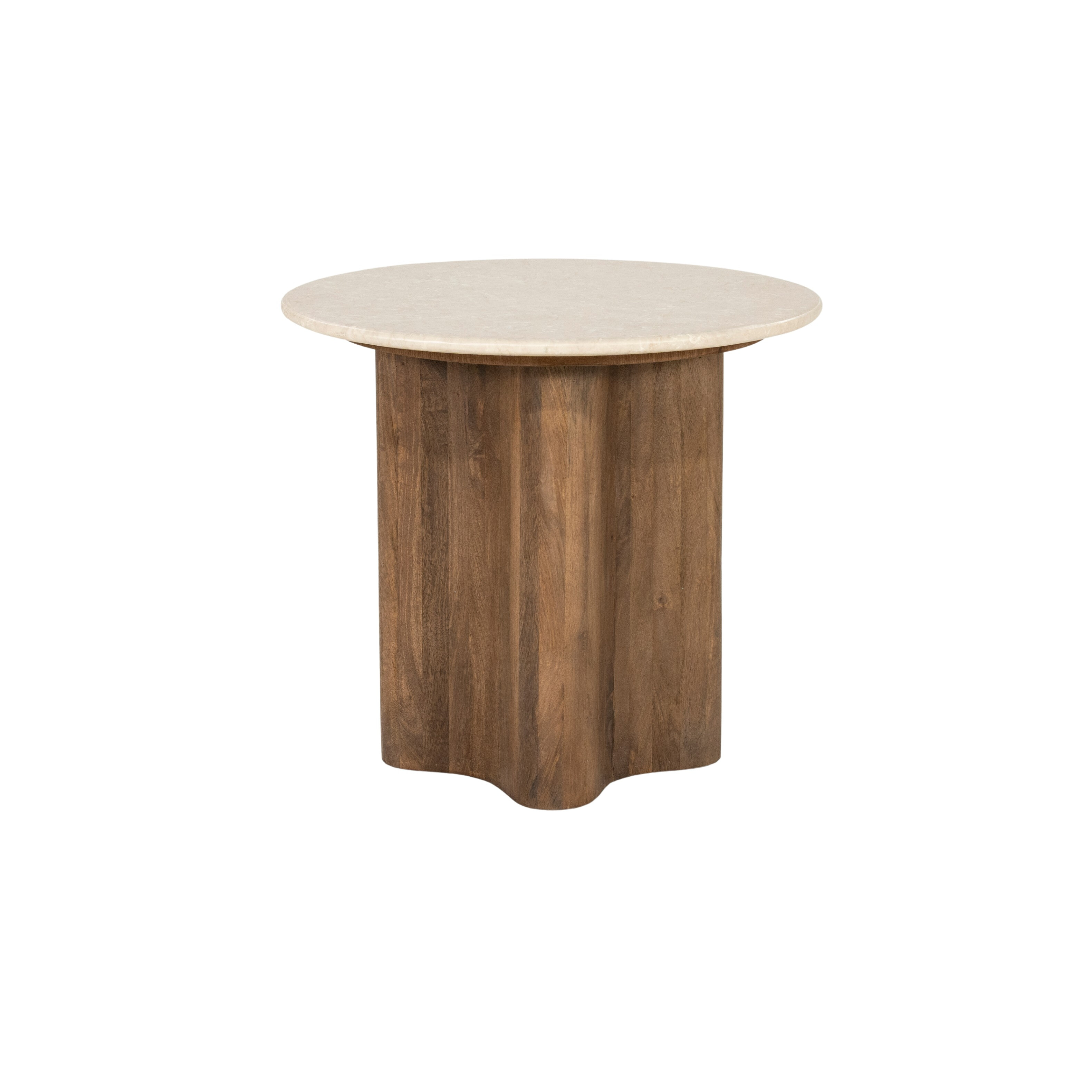 Eleonora Ronde Bijzettafel 'Bodhi' Marmer en mangohout, 50cm